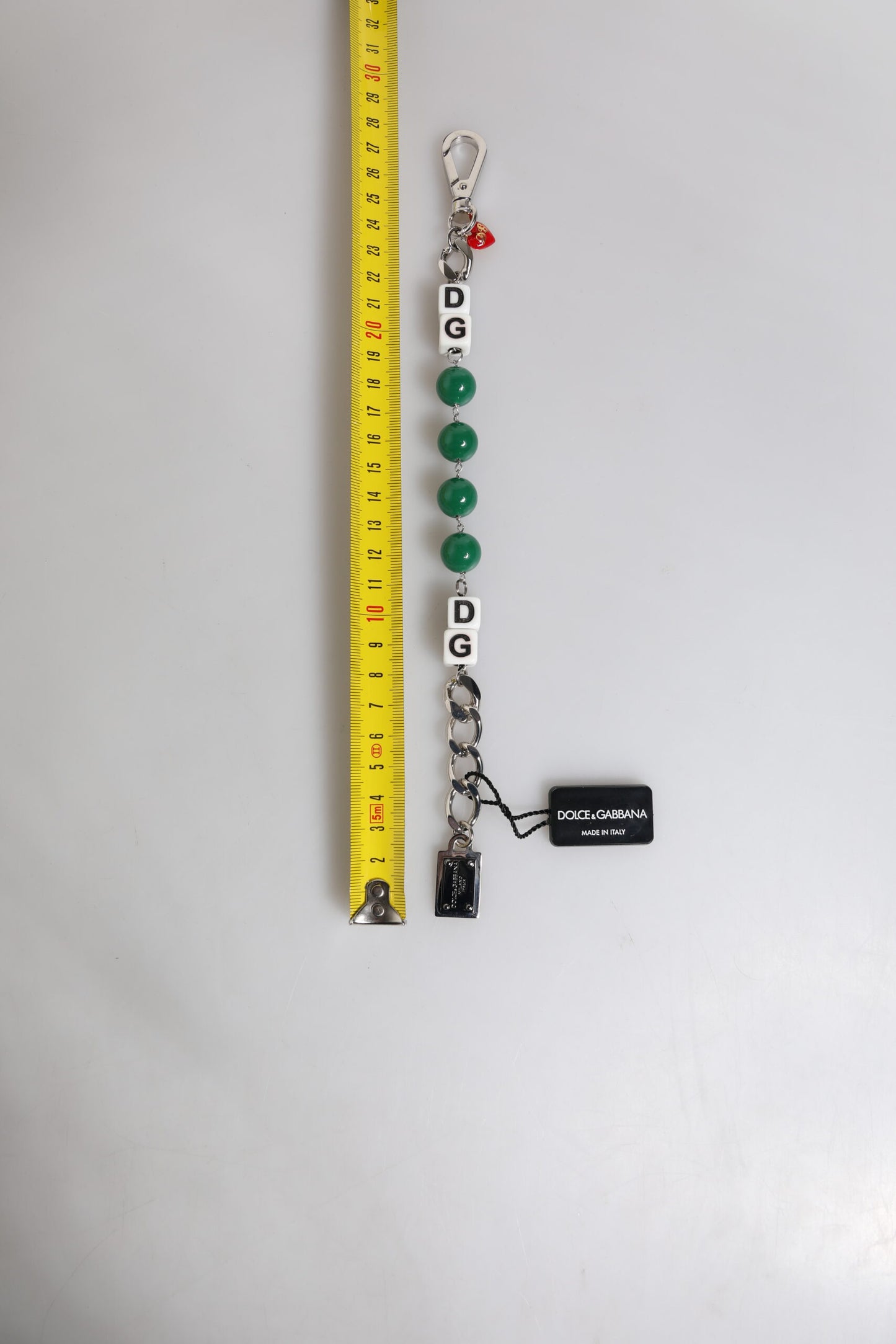 Dolce & Gabbana Silber-Ton Messing Perle Würfel Logo verschönern Charm-Armband