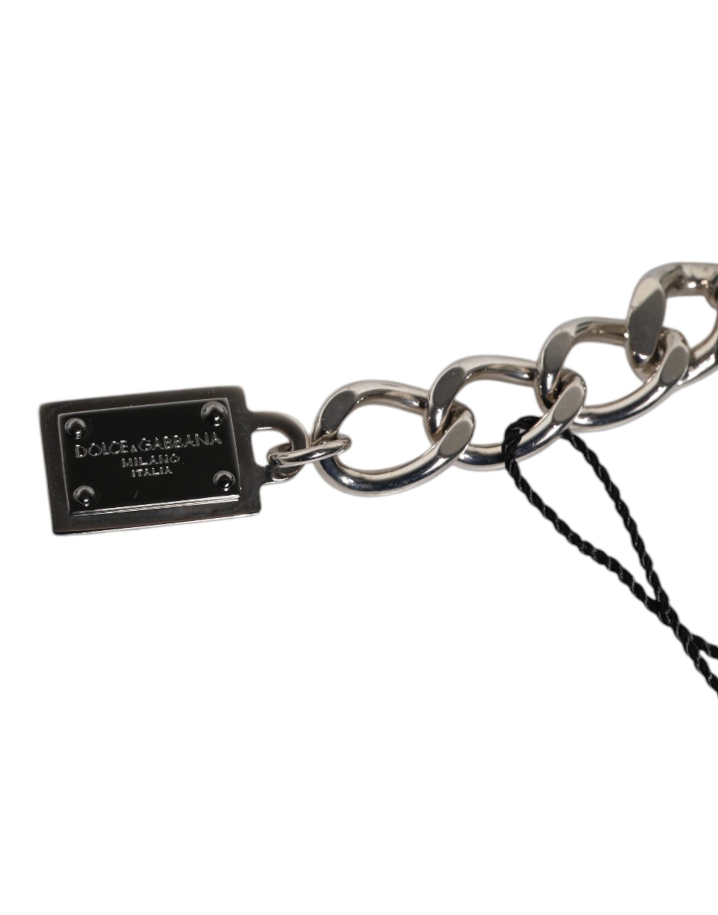 Dolce & Gabbana Silber-Ton Messing Perle Würfel Logo verschönern Charm-Armband