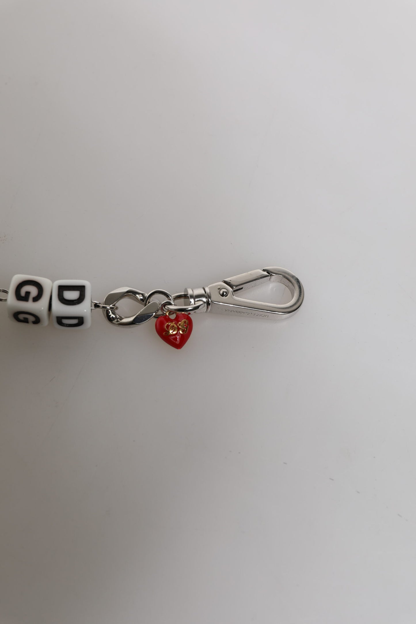 Dolce & Gabbana Silber-Ton Messing Perle Würfel Logo verschönern Charm-Armband