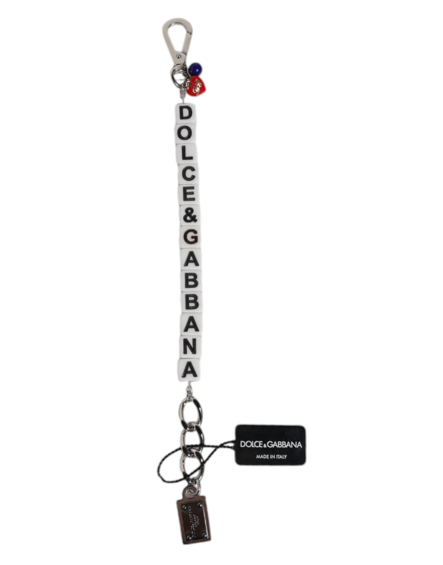 Dolce & Gabbana Silber Messing Kette Würfel Logo verschönert Charme Armband