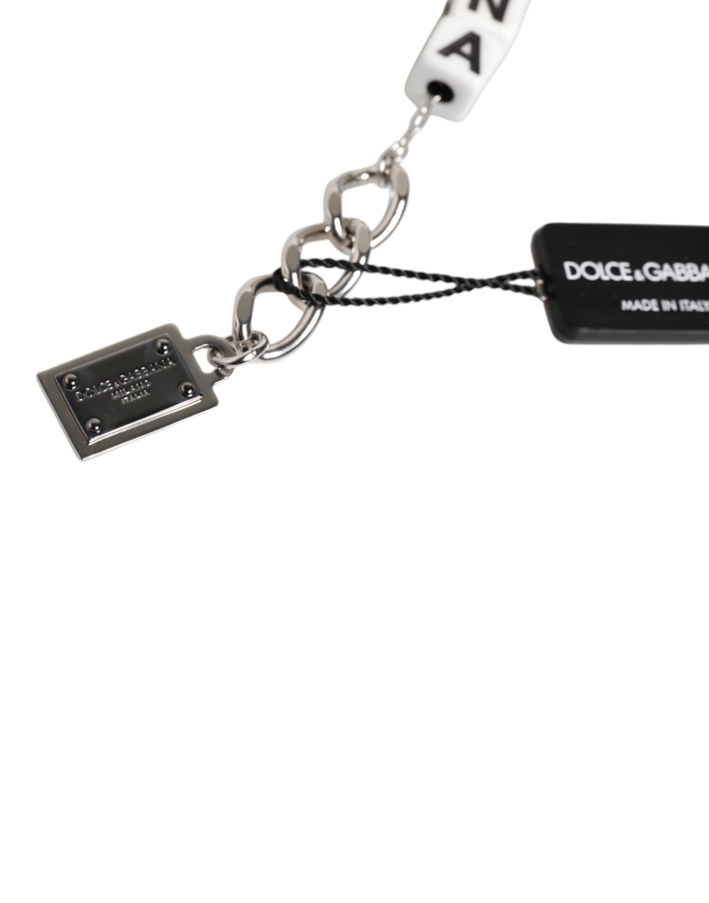 Dolce & Gabbana Silber Messing Kette Würfel Logo verschönert Charme Armband