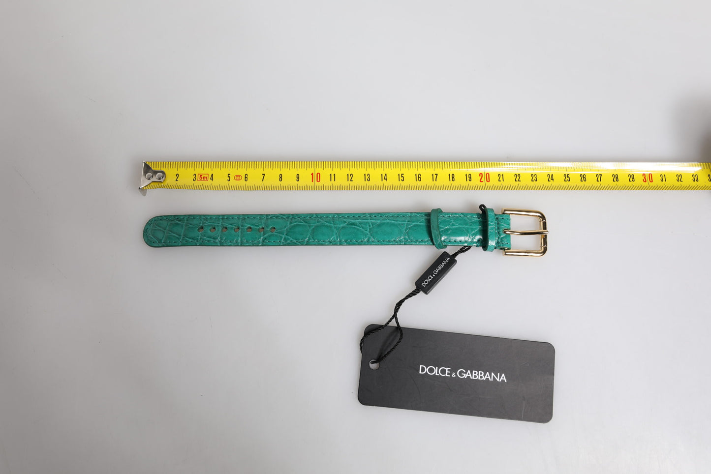Dolce & Gabbana Grünes exotisches Leder mit goldfarbener Metallschnalle Armband