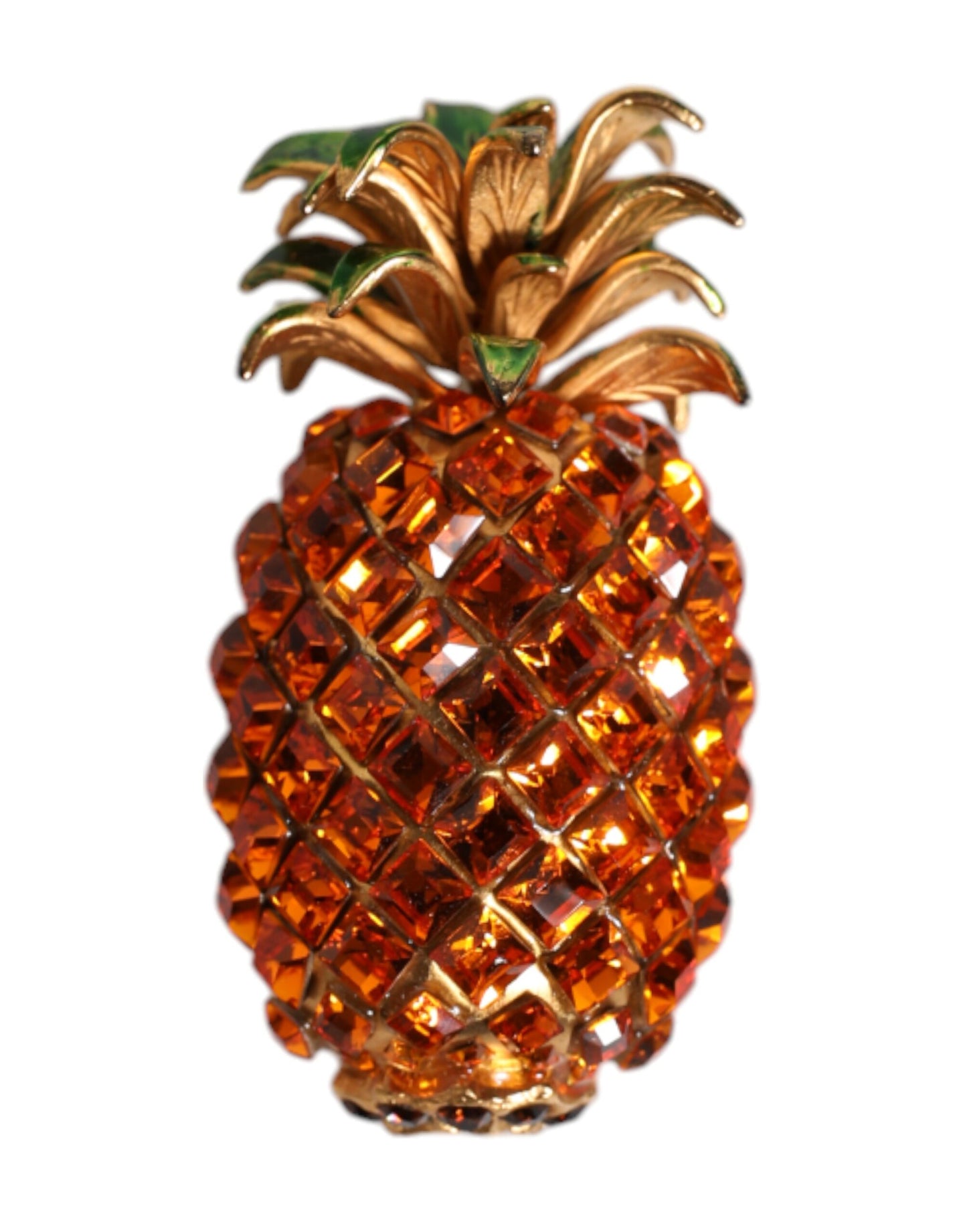 Dolce & Gabbana Gold Messing Ananas Kristall Schmuck Brosche Pin
