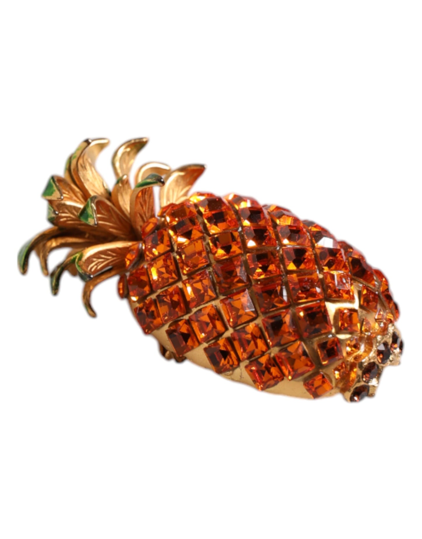 Dolce & Gabbana Gold Messing Ananas Kristall Schmuck Brosche Pin