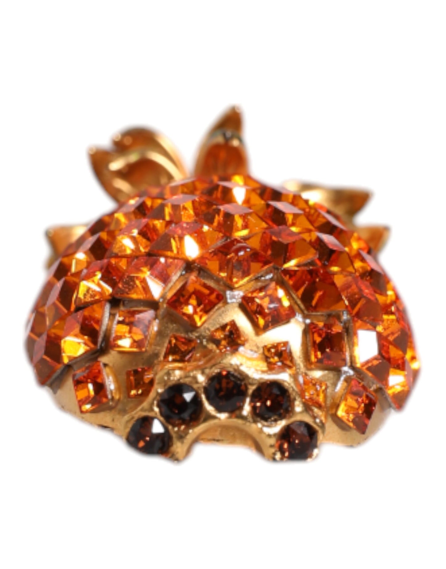 Dolce & Gabbana Gold Messing Ananas Kristall Schmuck Brosche Pin