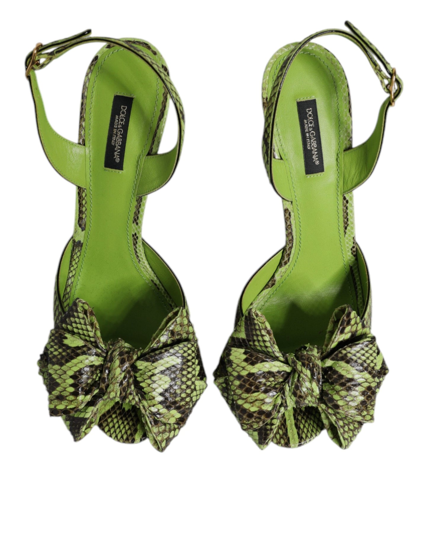 Dolce & Gabbana Grün Python Leder Heels Sandalen Schuhe