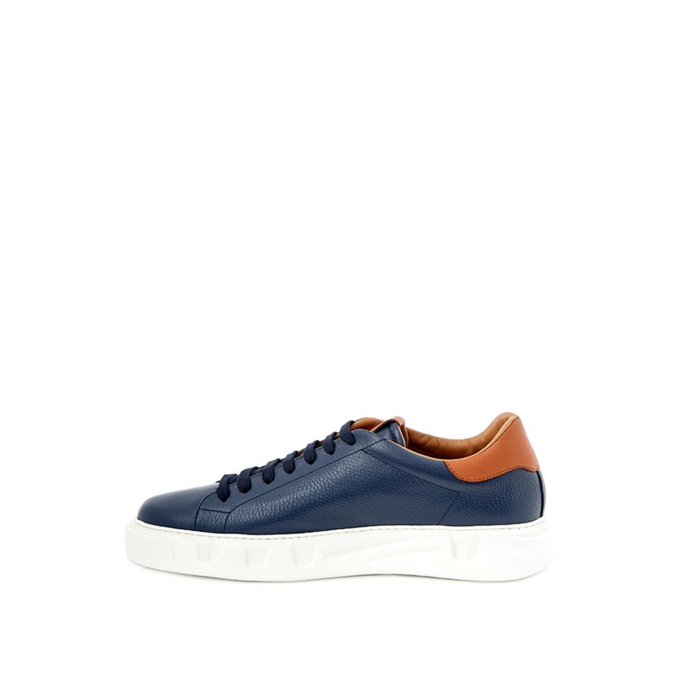 Roberto Cavalli Blue Leather Sneakers