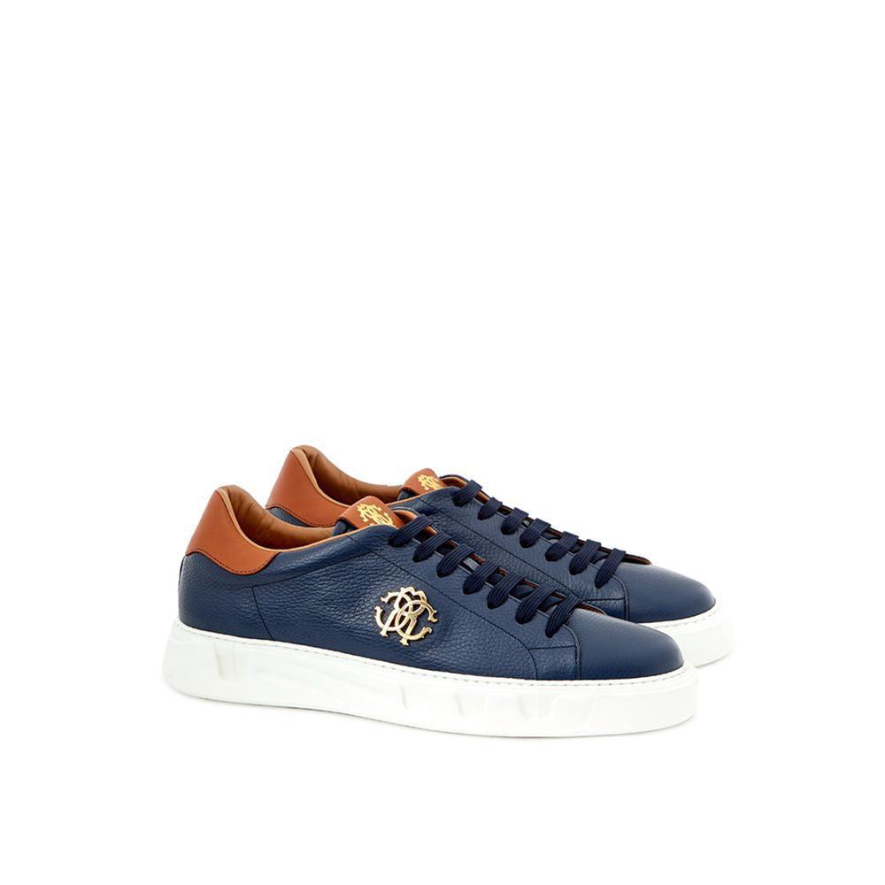 Roberto Cavalli Blue Leather Sneakers