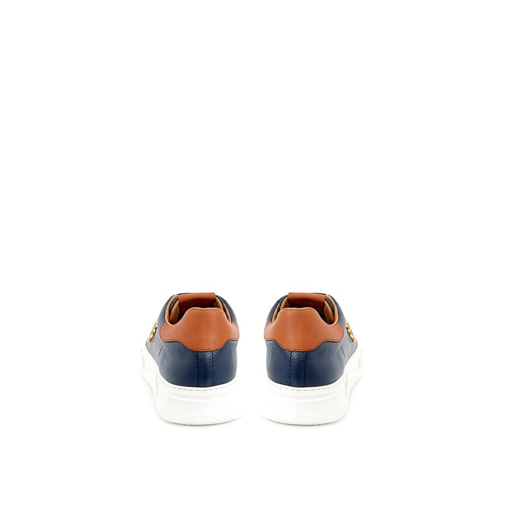 Roberto Cavalli Blue Leather Sneakers