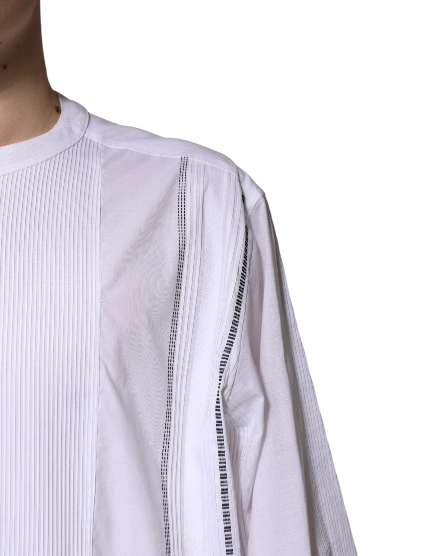 Dolce & Gabbana Weißes Baumwollhemd mit langen Ärmeln und Knopfleiste
