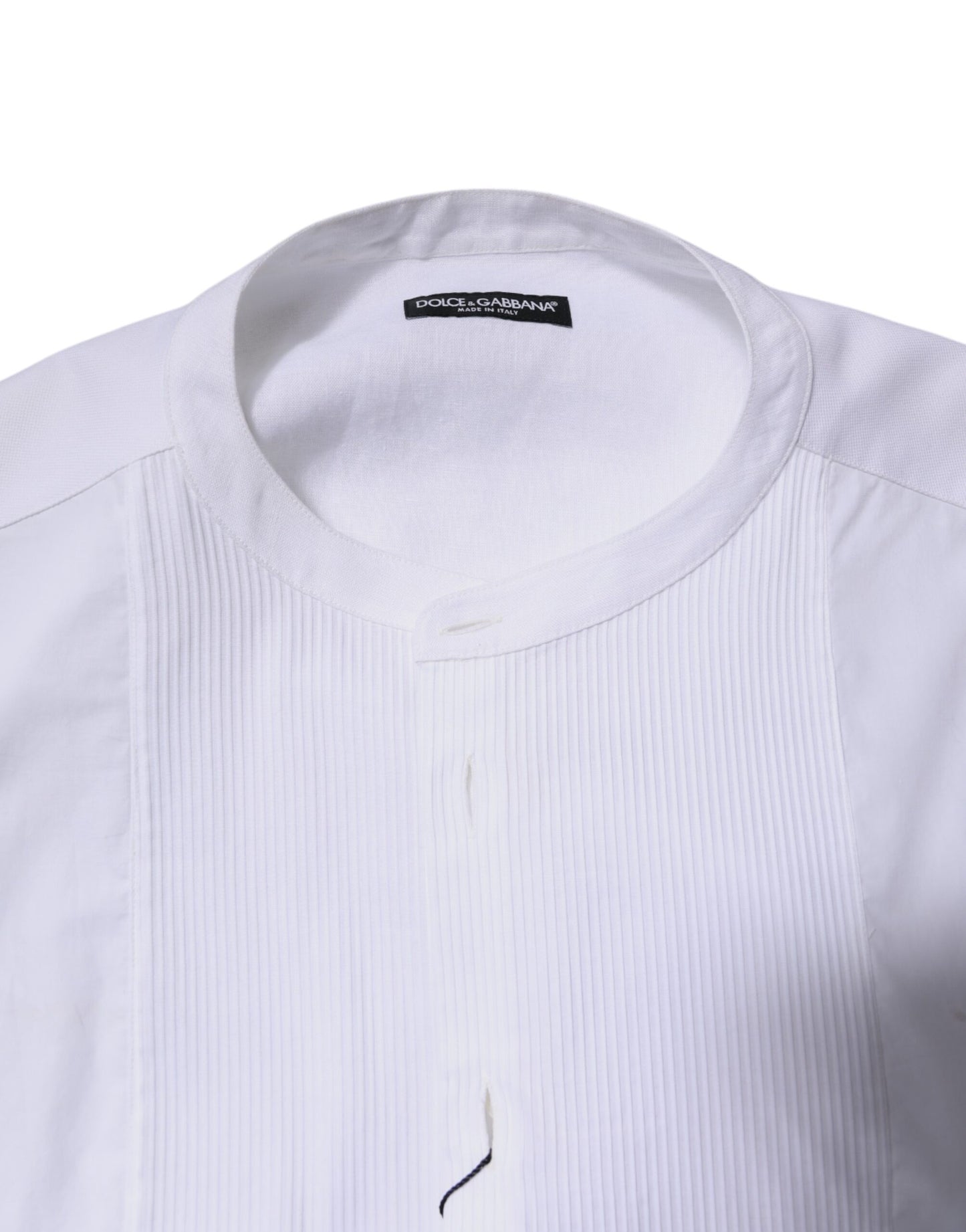 Dolce & Gabbana Weißes Baumwollhemd mit langen Ärmeln und Knopfleiste