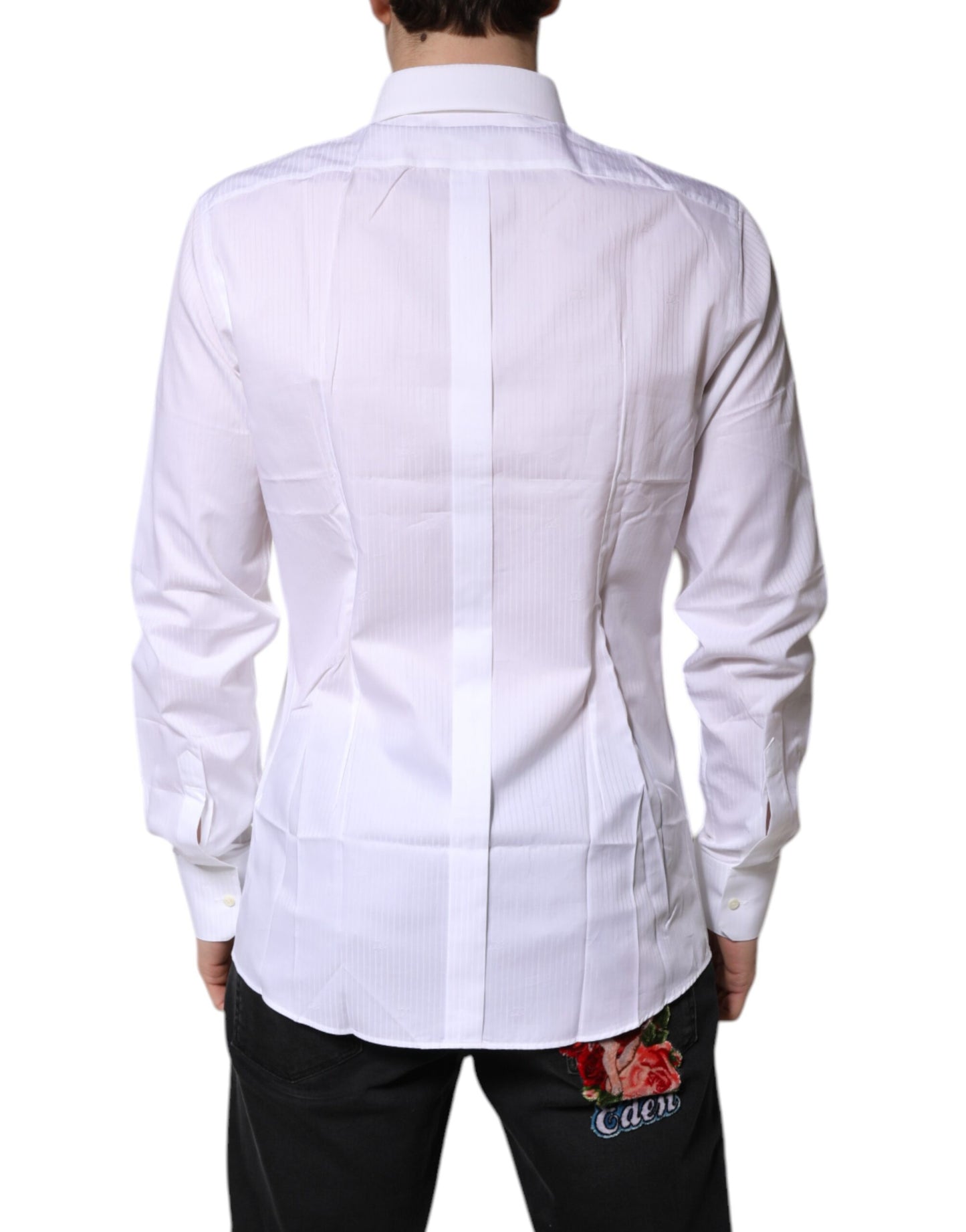 Dolce & Gabbana Weißes Baumwollhemd mit Kragen GOLD Formales Hemd