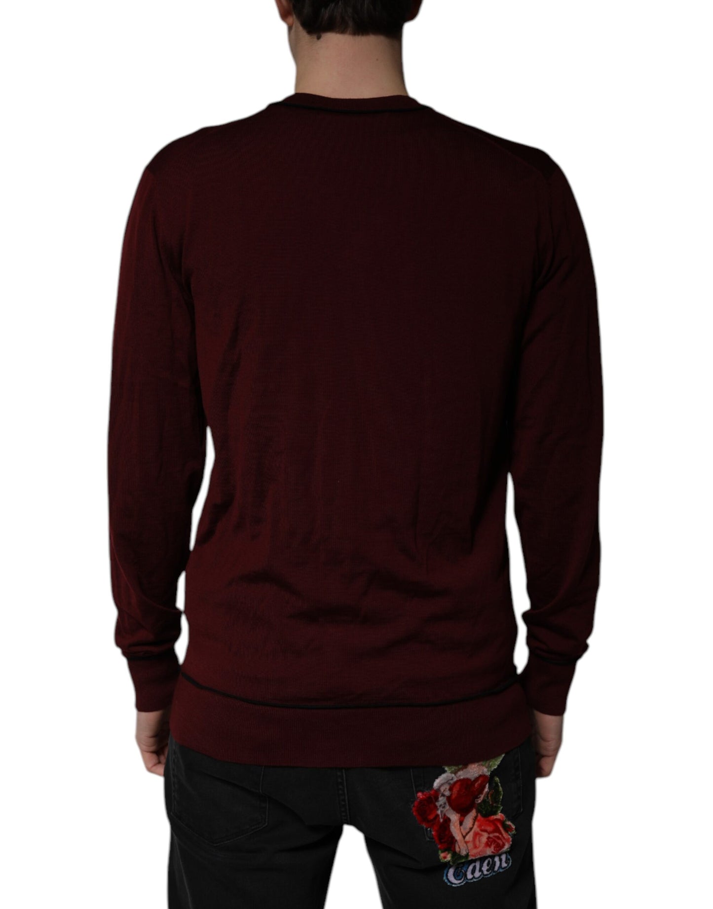 Dolce & Gabbana Kastanienbrauner Kaschmir-Pullover mit V-Ausschnitt für Männer