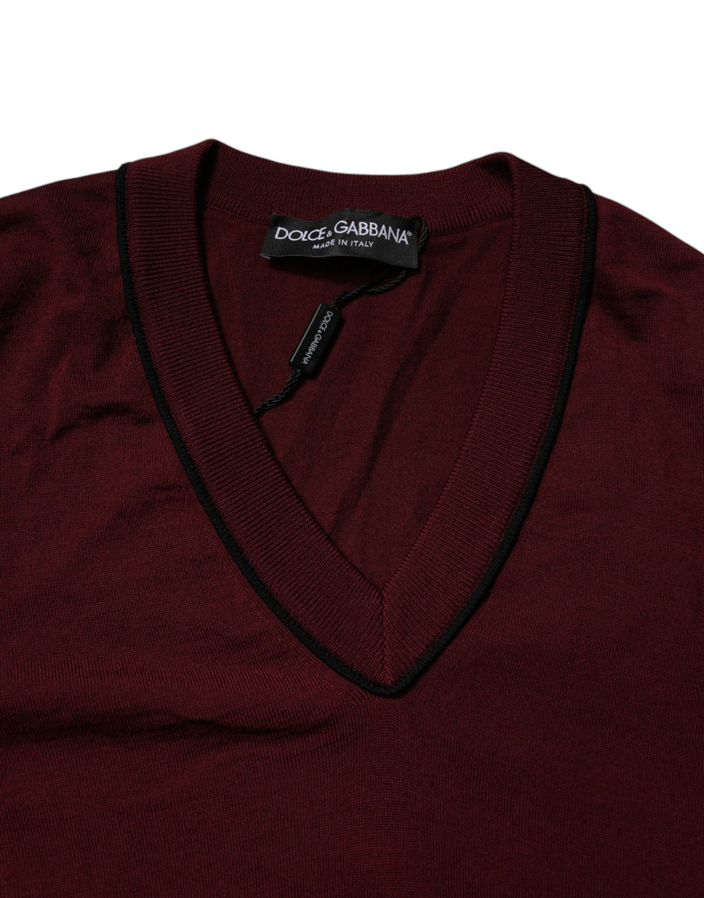 Dolce & Gabbana Kastanienbrauner Kaschmir-Pullover mit V-Ausschnitt für Männer