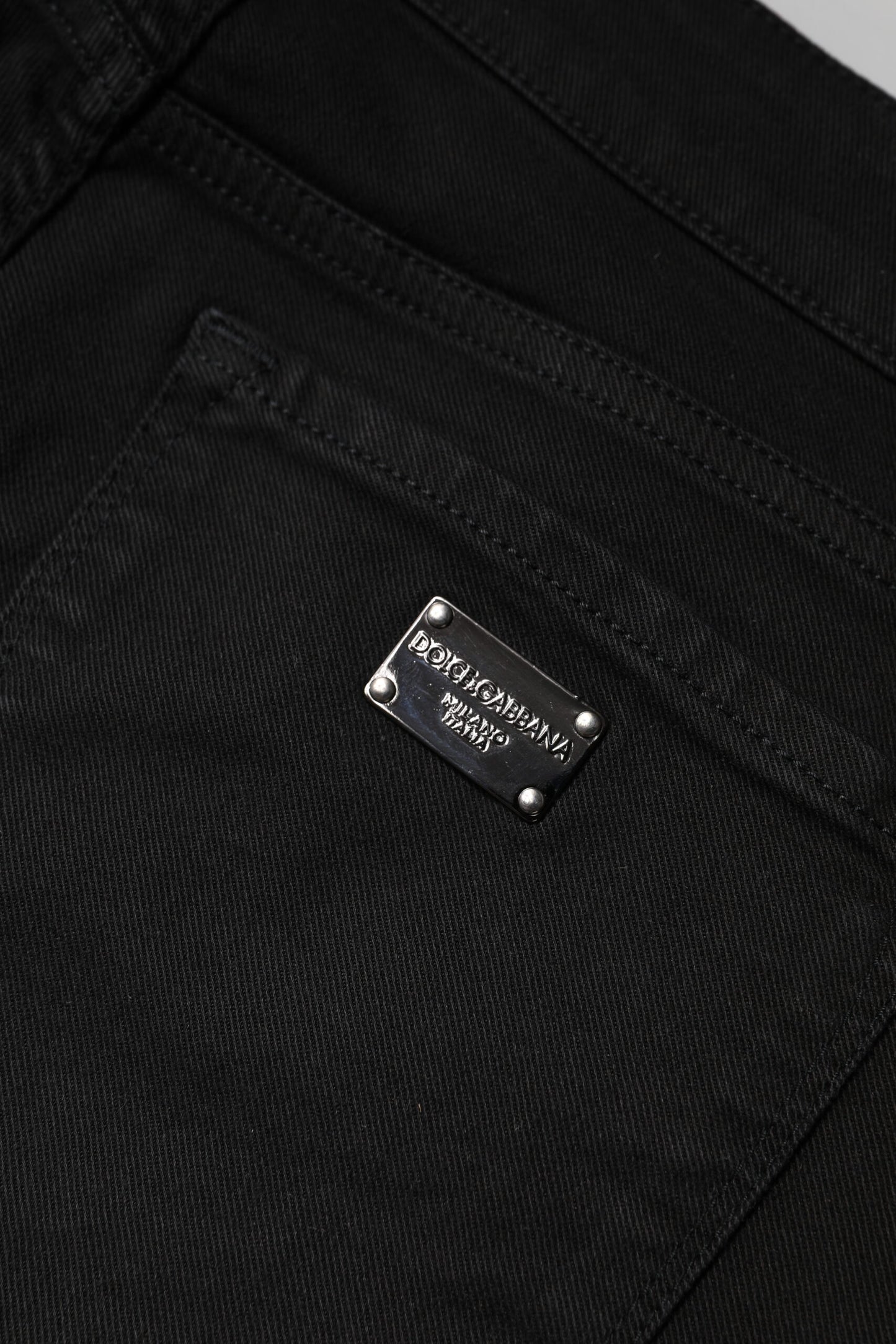 Dolce & Gabbana Schwarze Skinny Denim Jeans mit mittlerer Taille aus Baumwolle