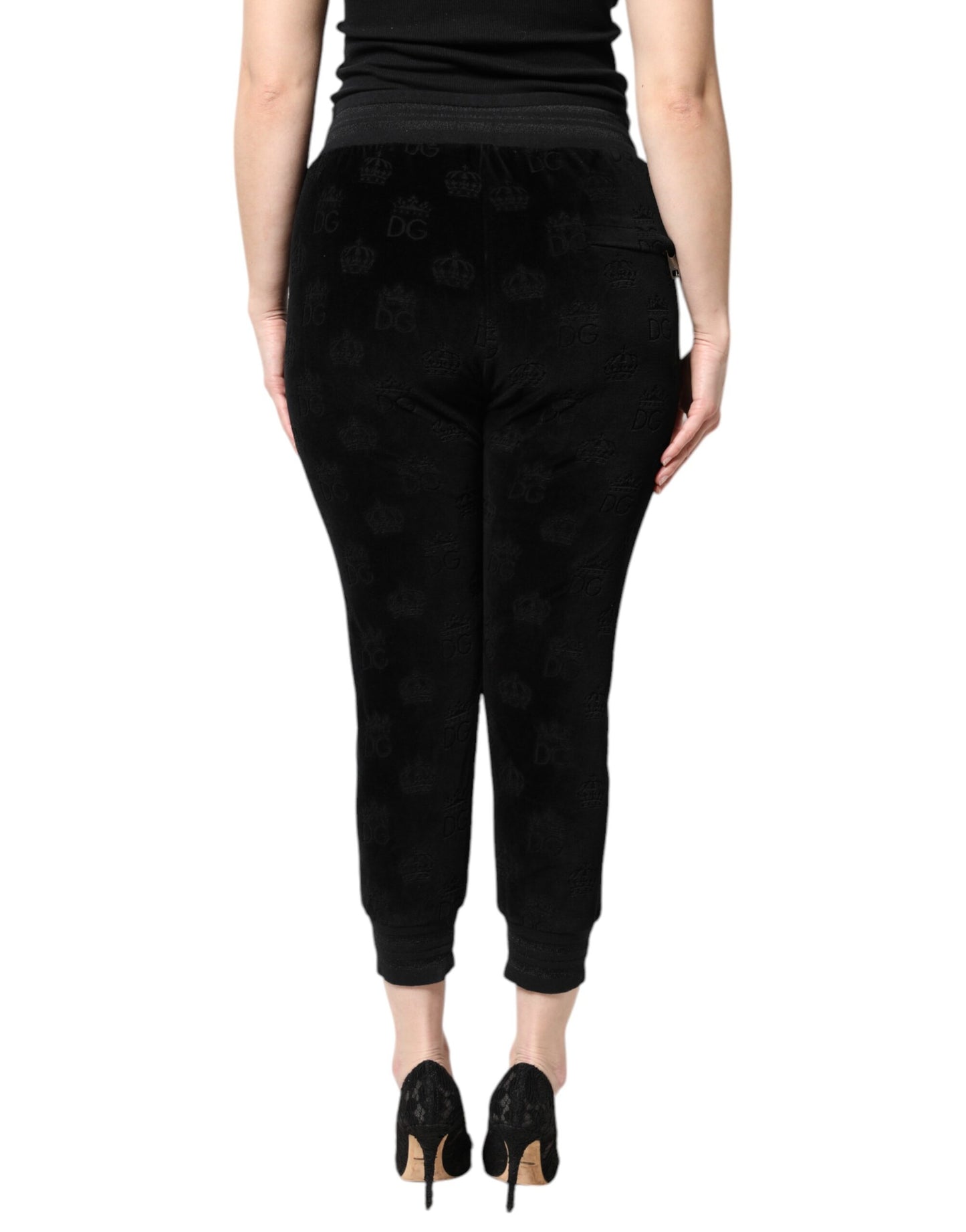 Dolce & Gabbana Schwarze Jogginghose mit All-Over DG-Logo-Print