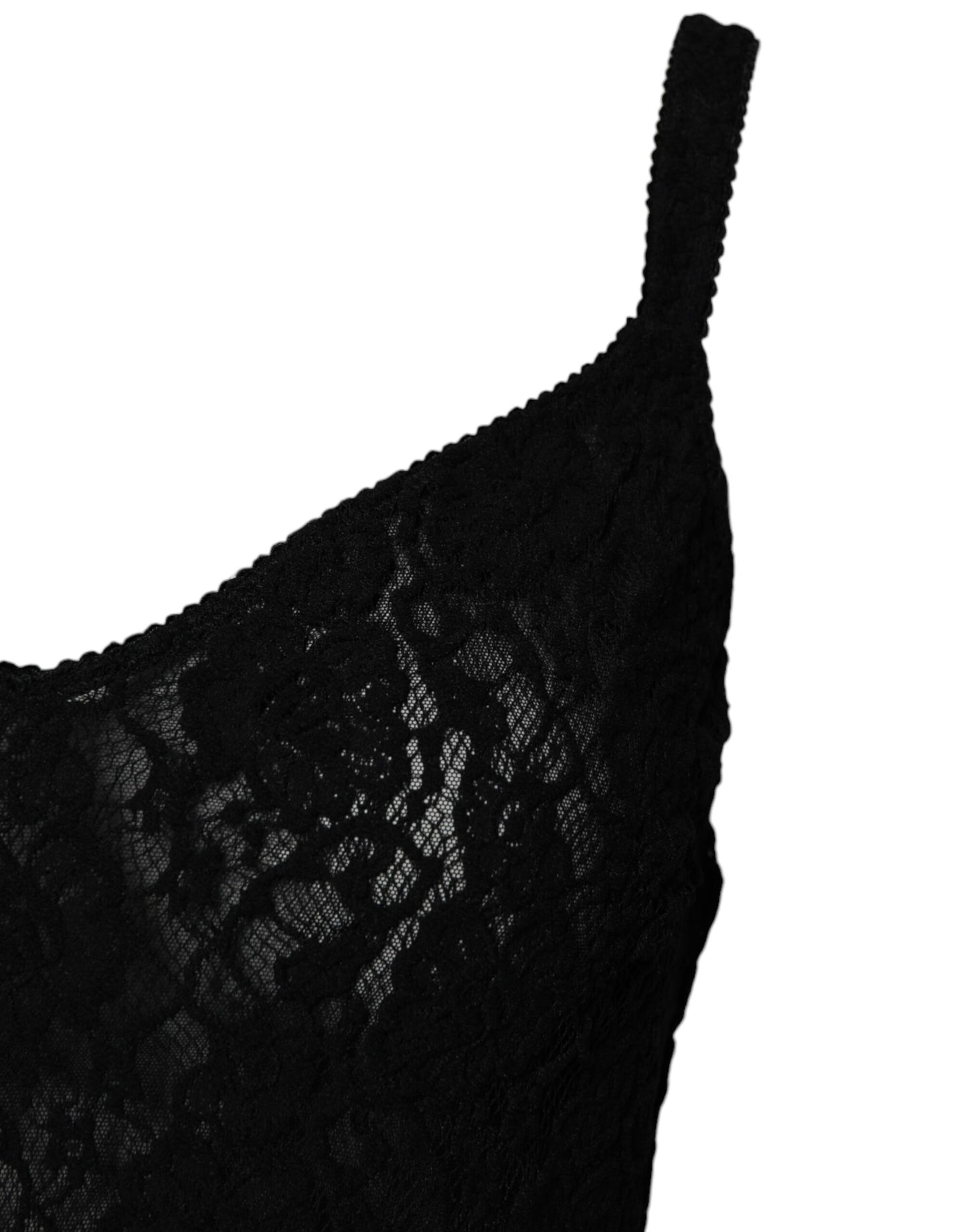 Dolce & Gabbana Schwarzer Spitzen-Bodysuit mit Gummizug und Markenzeichen Unterwäsche