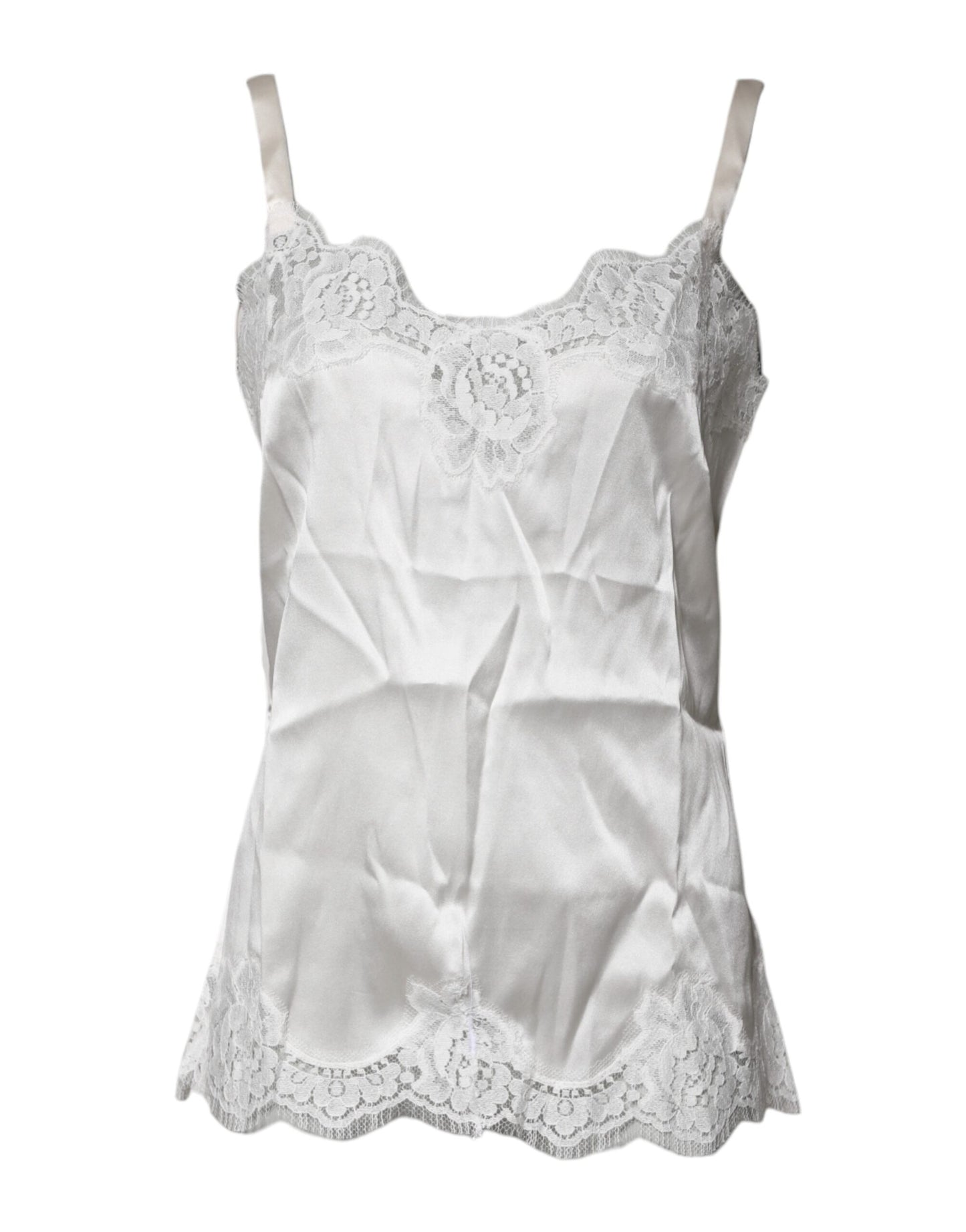 Dolce & Gabbana Top Weiß Satin Spitze Tank Dessous Unterwäsche
