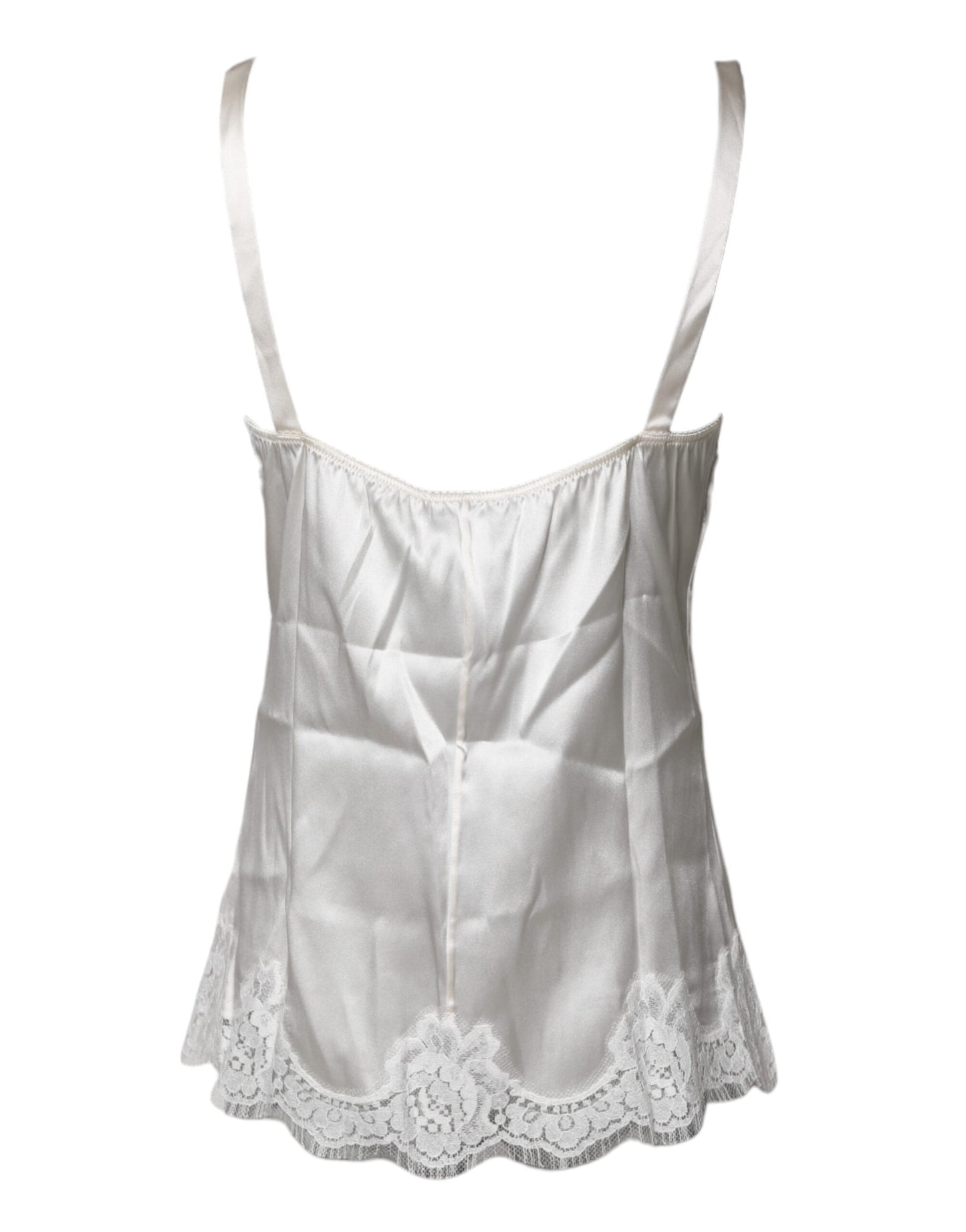 Dolce & Gabbana Top Weiß Satin Spitze Tank Dessous Unterwäsche