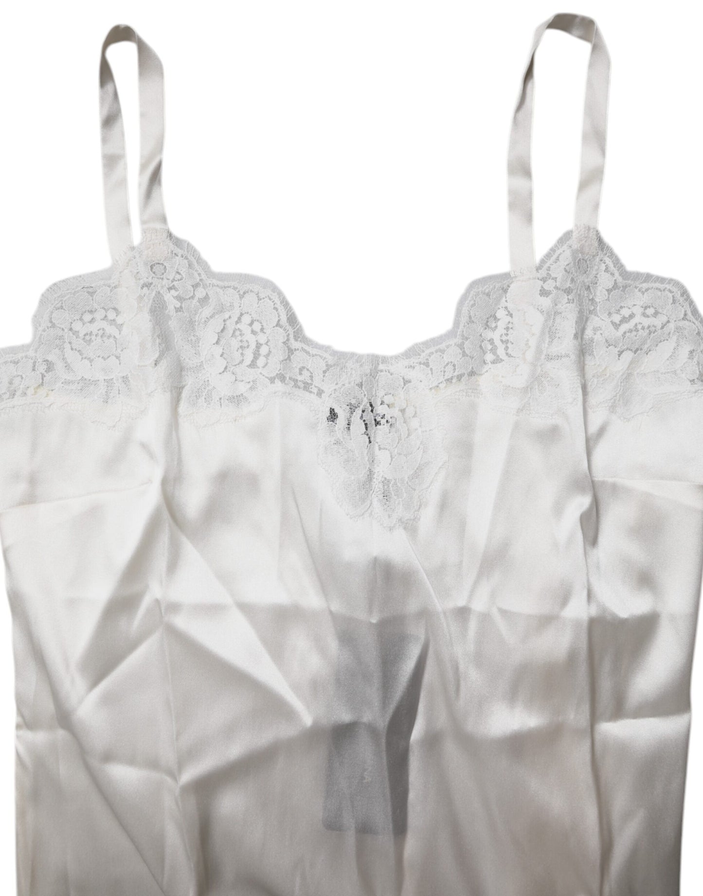 Dolce & Gabbana Top Weiß Satin Spitze Tank Dessous Unterwäsche