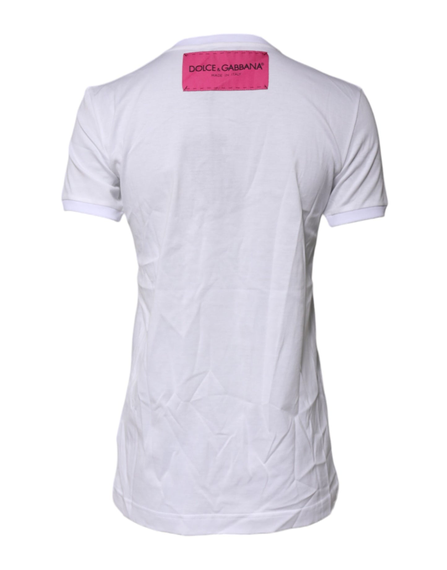 Dolce & Gabbana Weißes T-Shirt mit Rundhalsausschnitt und Logodruck aus Baumwolle