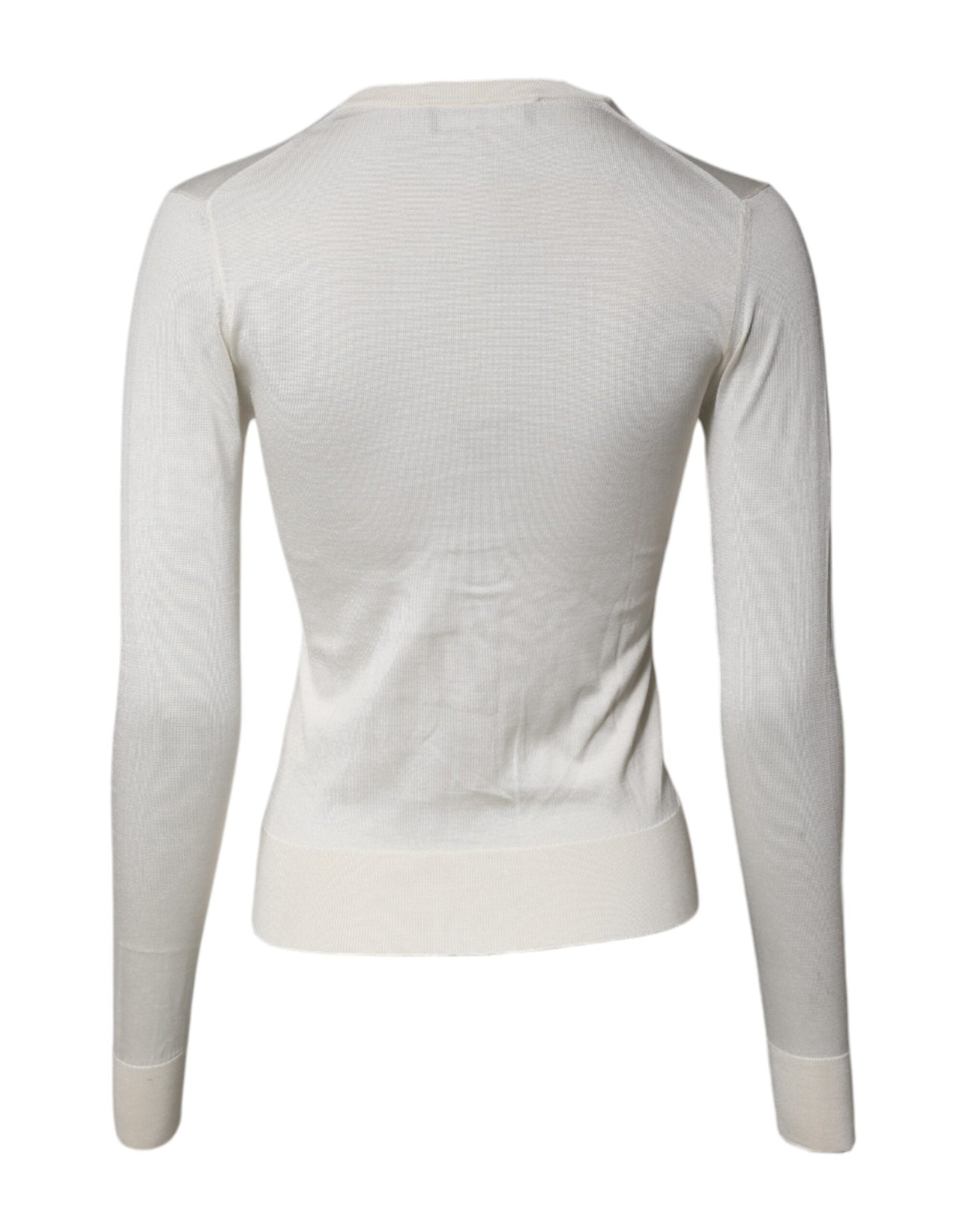 Dolce & Gabbana Cremefarbener, floraler Strickpullover aus Seide mit Verzierungen