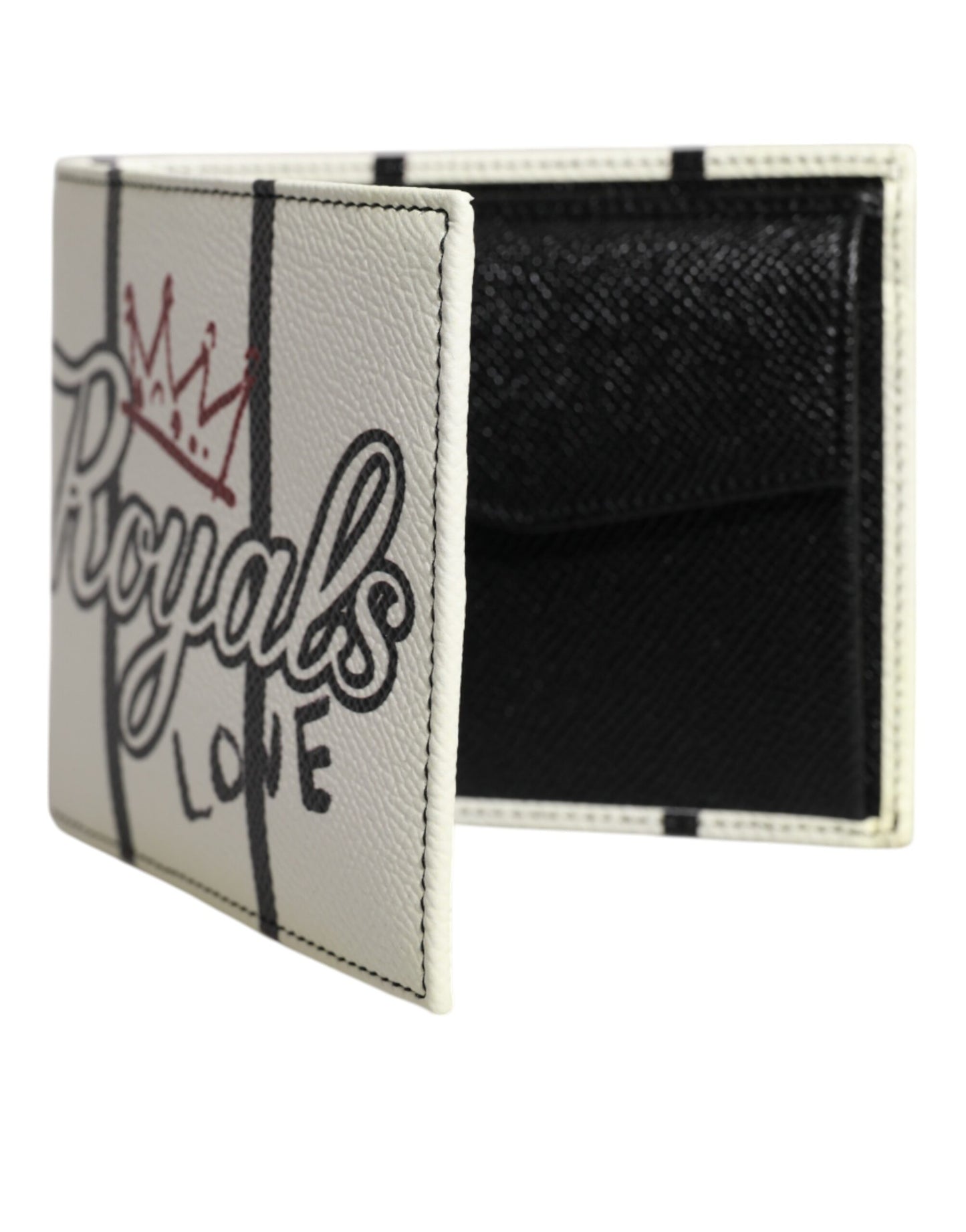 Dolce & Gabbana Weißes Leder DG Crown Royals Bifold Card Holder Wallet