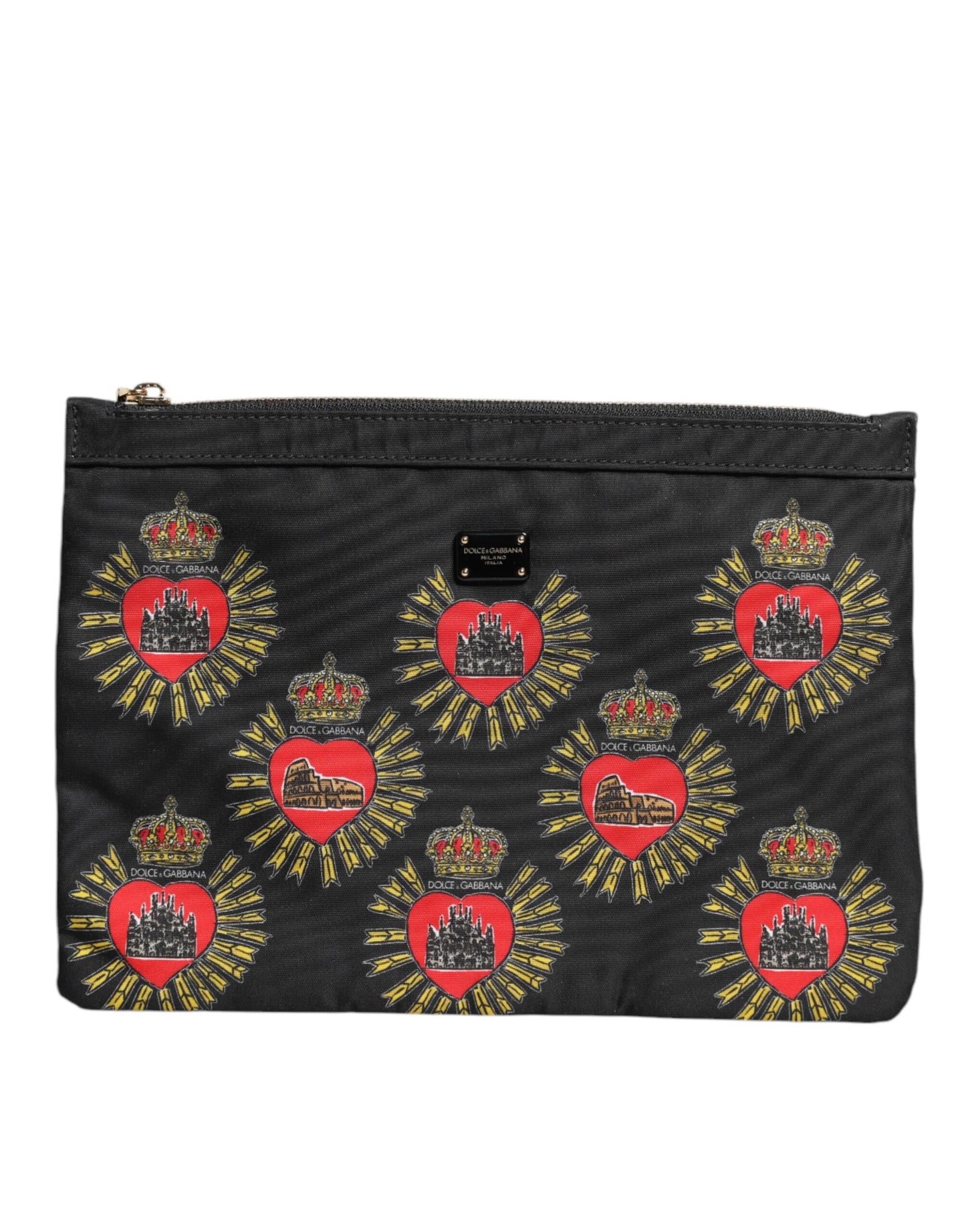 Dolce & Gabbana Schwarzes rotes Nylon Heiliges Herz Clutch Pouch Tasche
