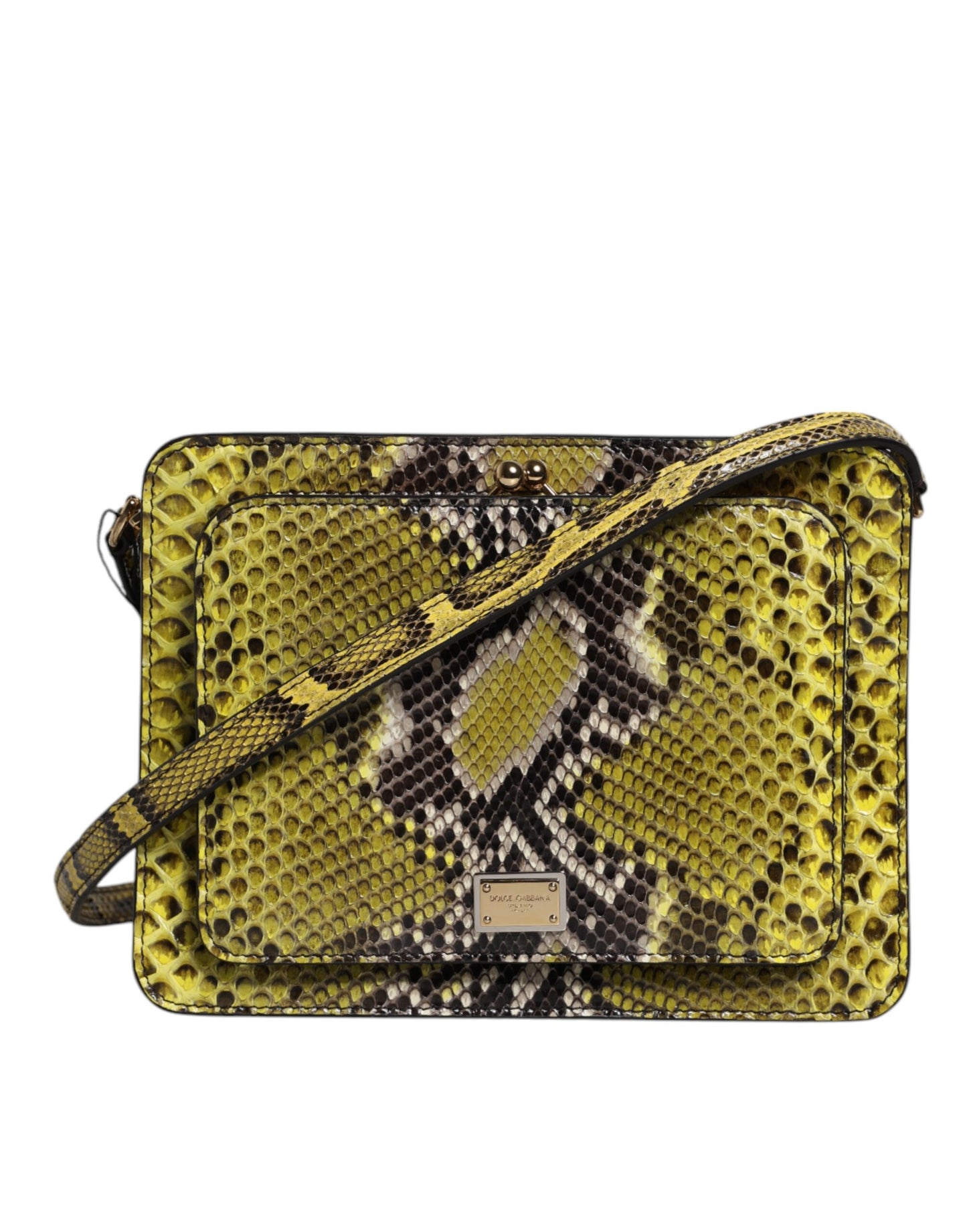 Dolce & Gabbana Grüne Exotenleder DG Plaque Crossbody Clutch Tasche