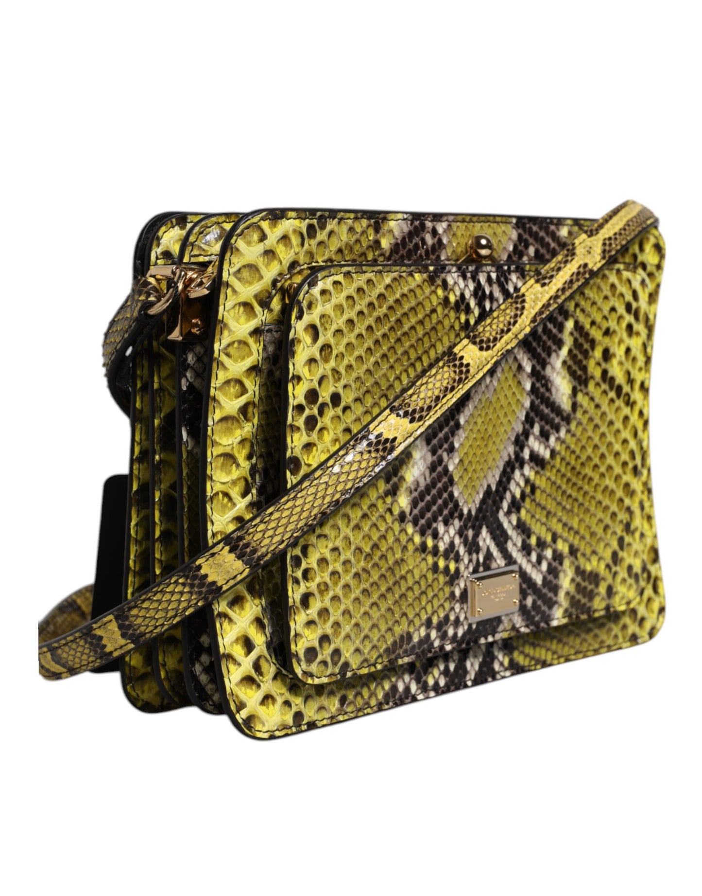 Dolce & Gabbana Grüne Exotenleder DG Plaque Crossbody Clutch Tasche