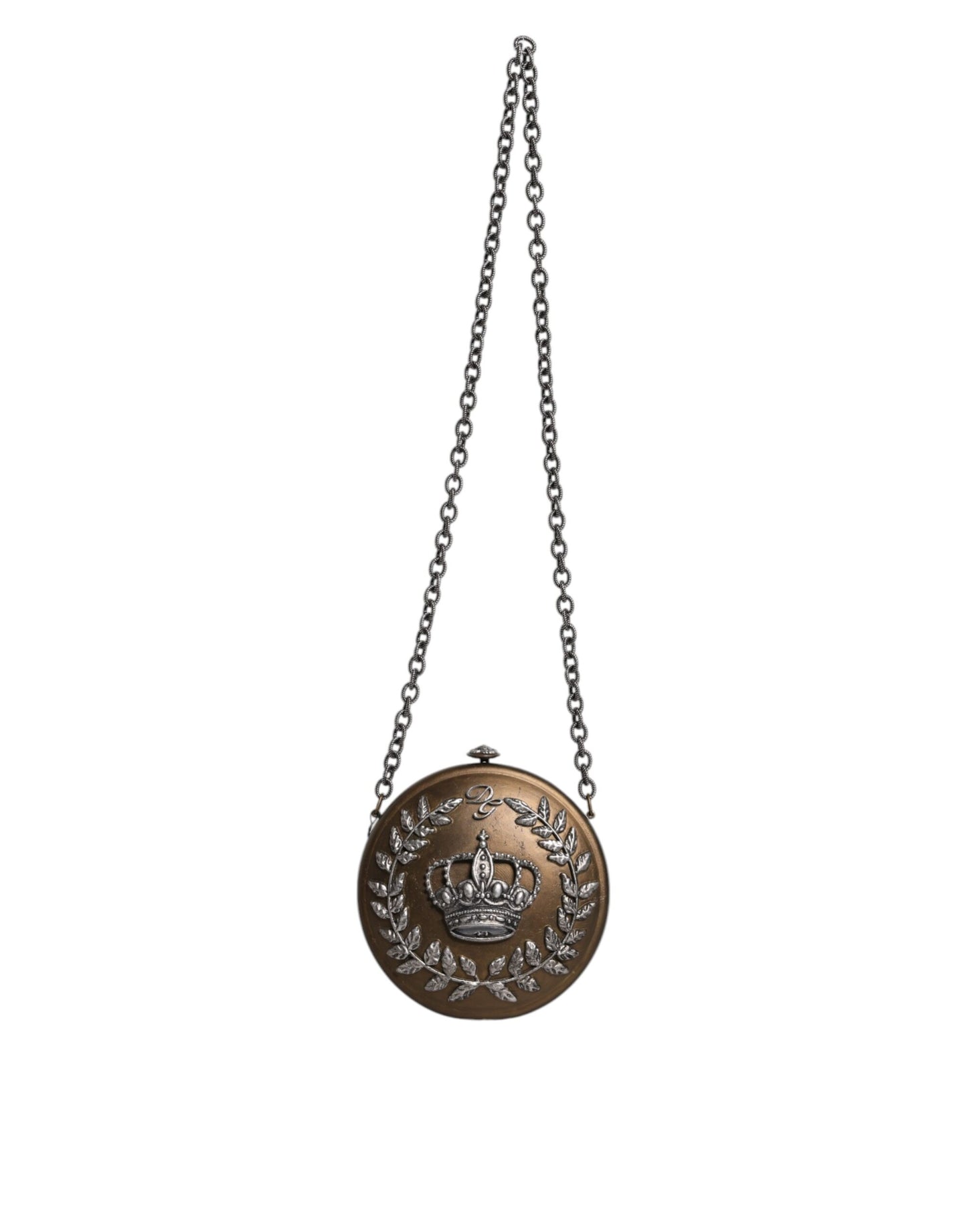 Dolce & Gabbana Gold Messing Metall DG Crown Clutch Crossbody Tasche