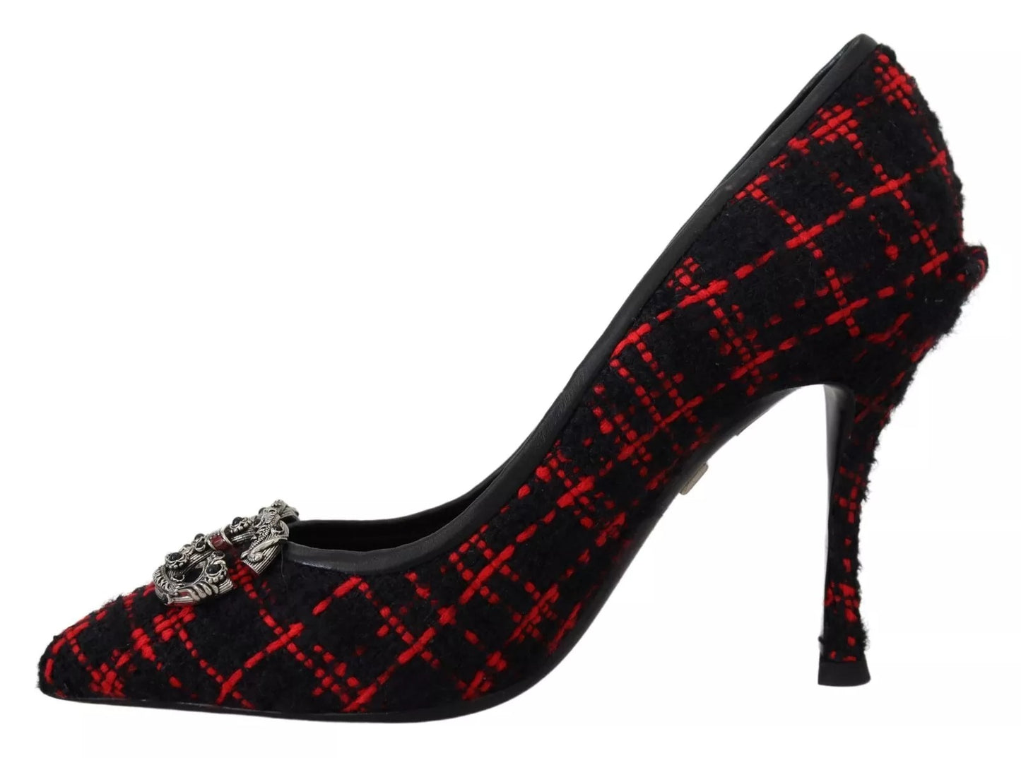 Dolce & Gabbana Rot Schwarz Tweed DG Amore Heels Pumps Schuhe