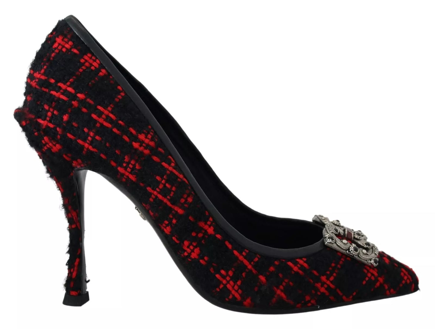 Dolce & Gabbana Rot Schwarz Tweed DG Amore Heels Pumps Schuhe