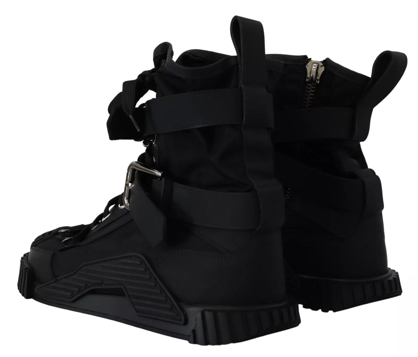 Dolce & Gabbana Schwarz Nylon High Top Sorrento Turnschuhe Schuhe
