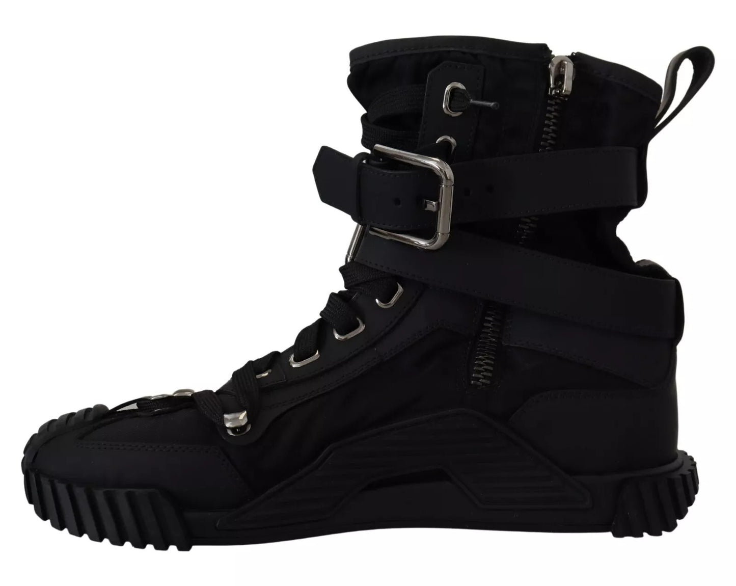 Dolce & Gabbana Schwarz Nylon High Top Sorrento Turnschuhe Schuhe