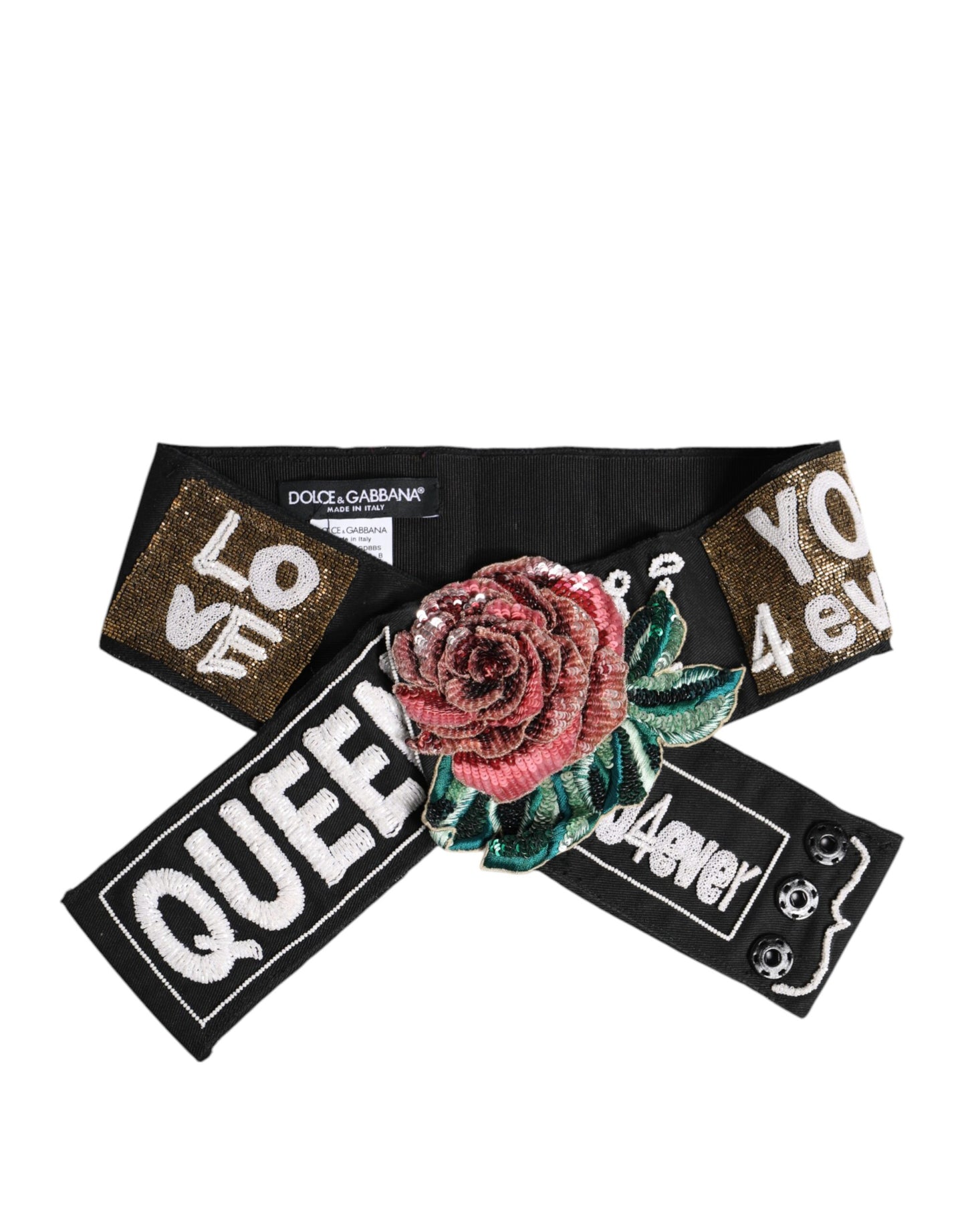 Dolce & Gabbana Schwarzer mehrfarbiger Stretch-Taillengürtel mit Verzierungen