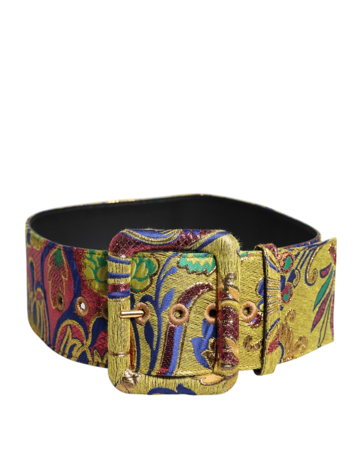 Dolce & Gabbana Multicolor Floral Jacquard Breiter Taillengürtel
