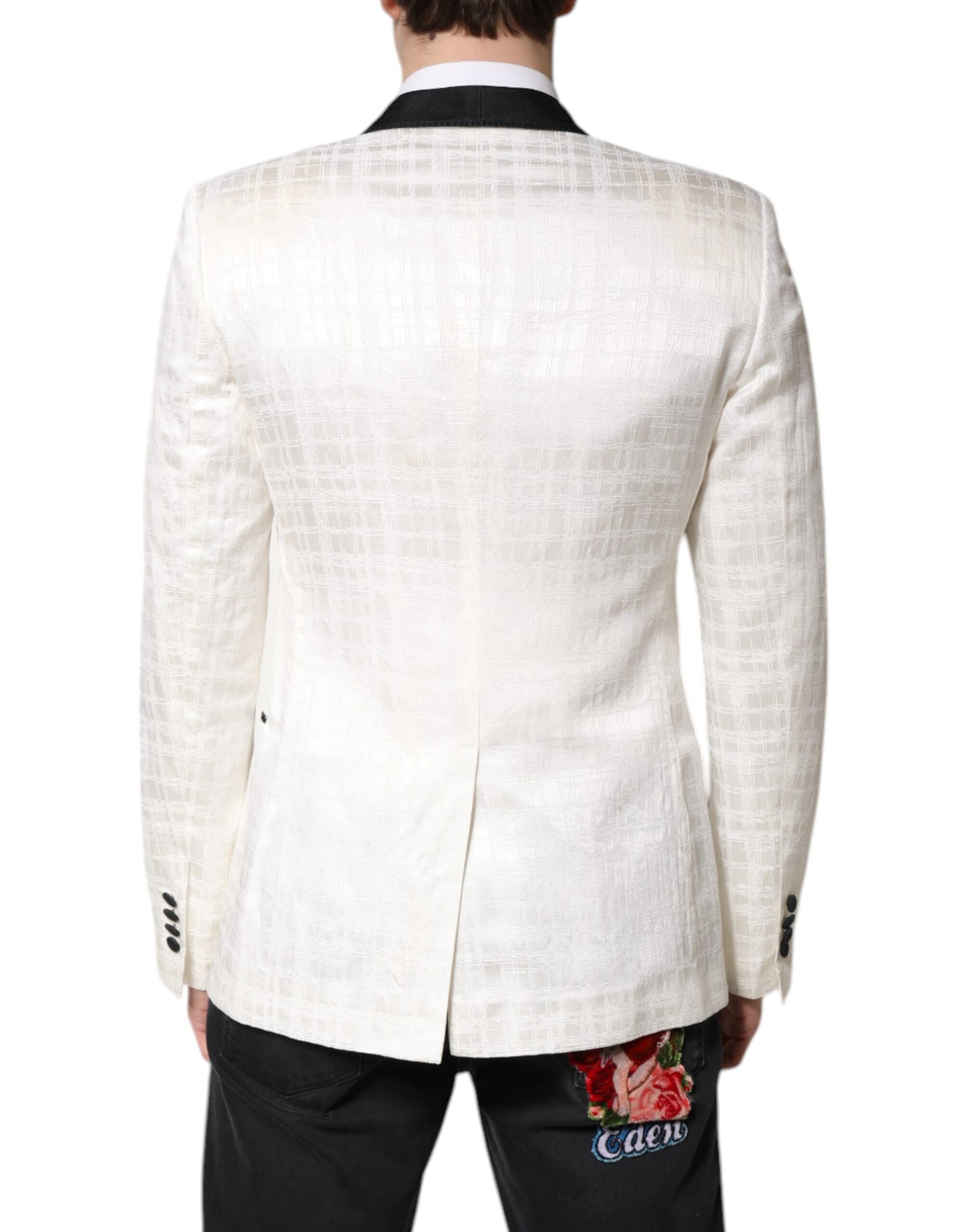 Dolce & Gabbana Weiß Schwarz Einreihiger Mantel Blazer Anzug