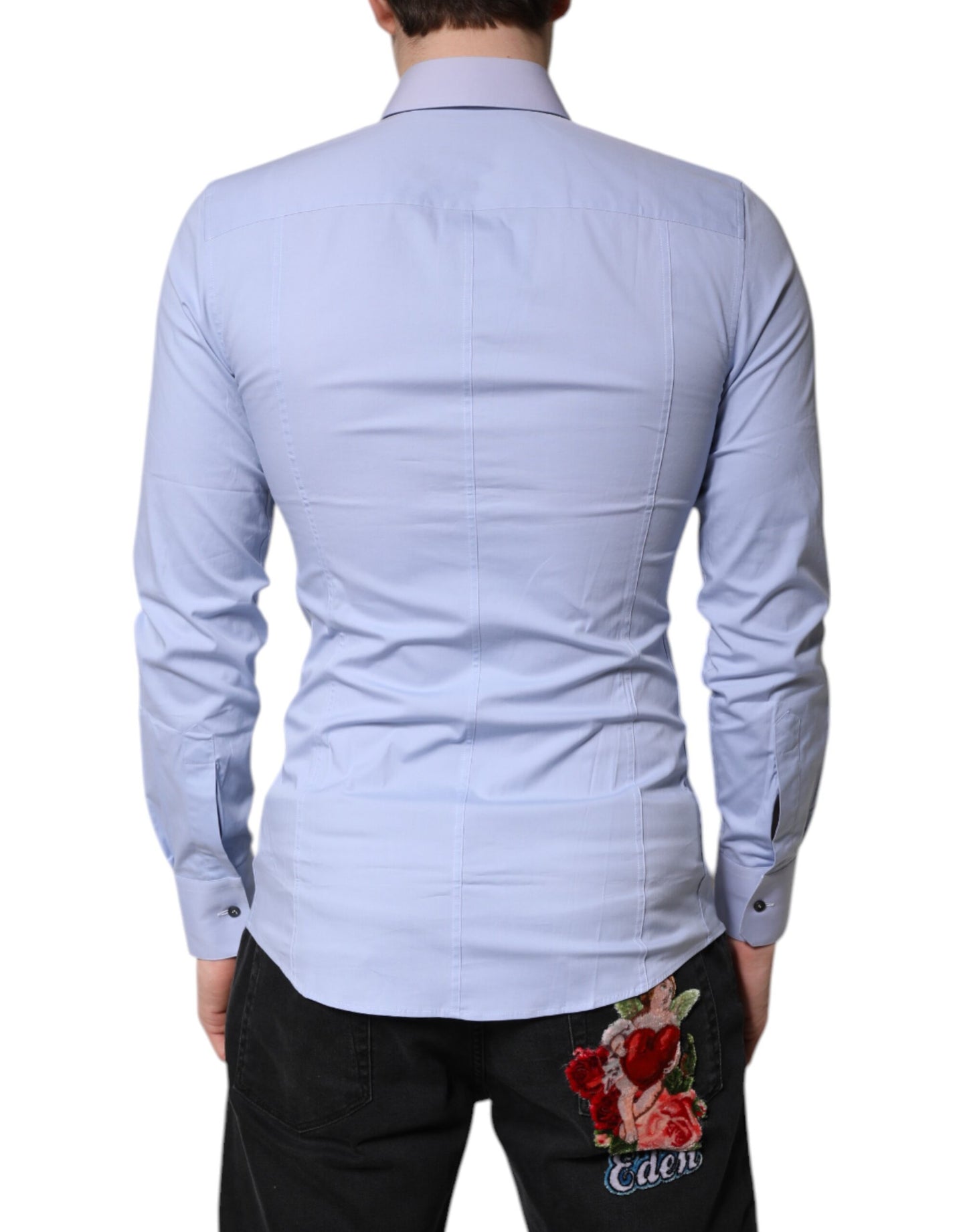 Dolce & Gabbana Hellblaues Baumwollhemd SICILIA Kleid Formelles Hemd