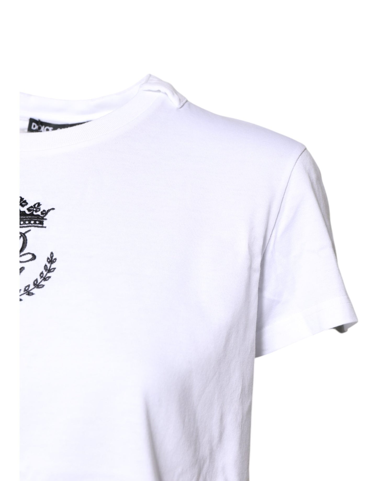 Dolce & Gabbana Weißes Logo-Crown-Baumwoll-T-Shirt mit Rundhalsausschnitt