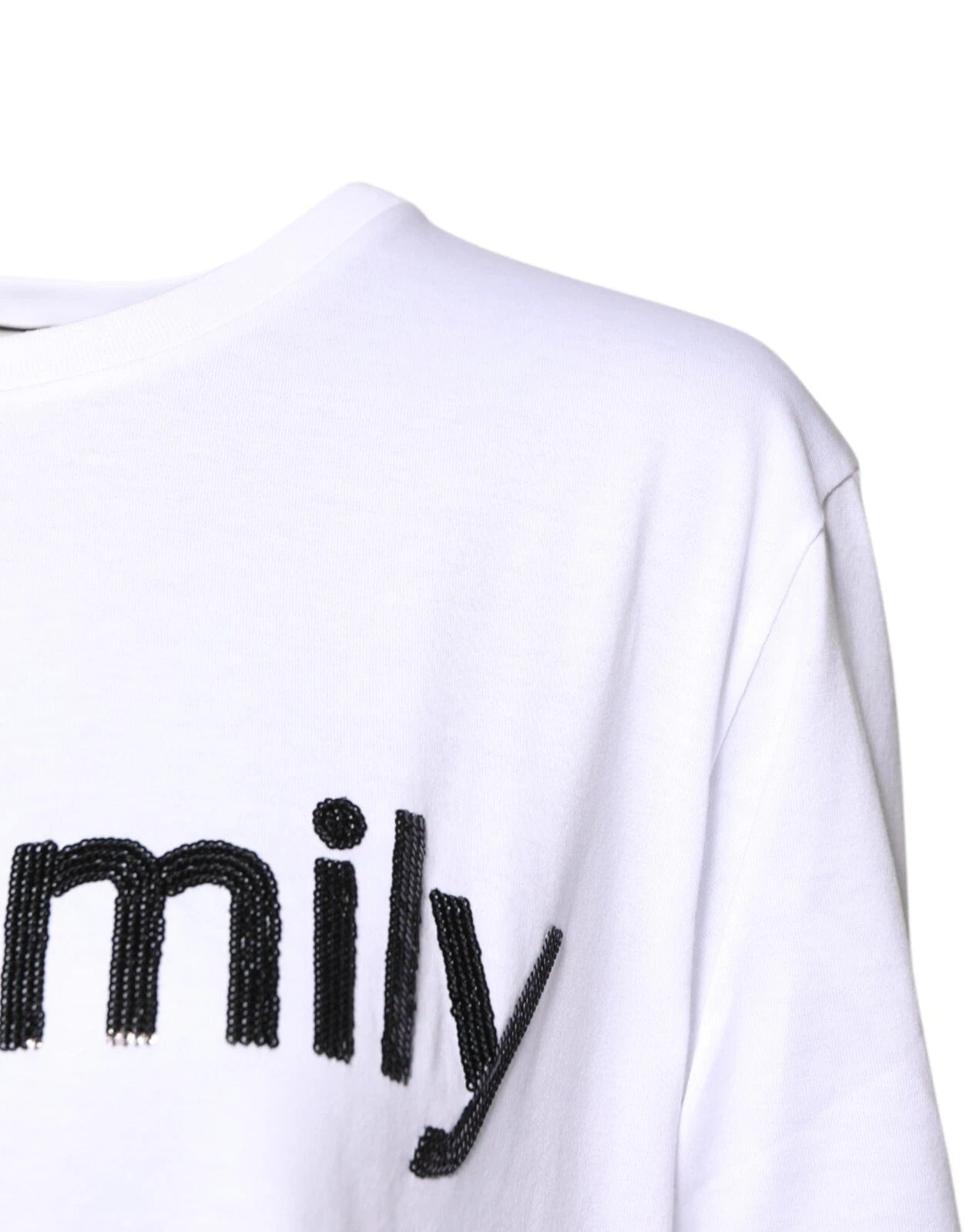 Dolce & Gabbana Weißes Baumwoll-T-Shirt mit Rundhalsausschnitt und #DGFamily Print