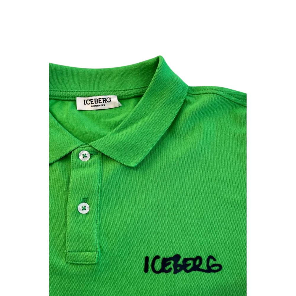 Iceberg Grünes Baumwoll-Poloshirt für Männer