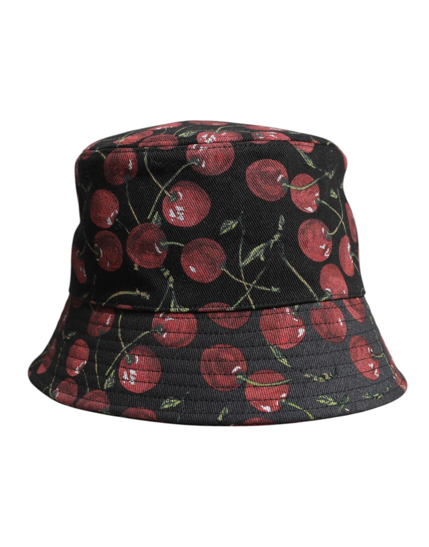 Dolce & Gabbana Schwarzer Eimerhut aus Baumwolle mit breiter Krempe