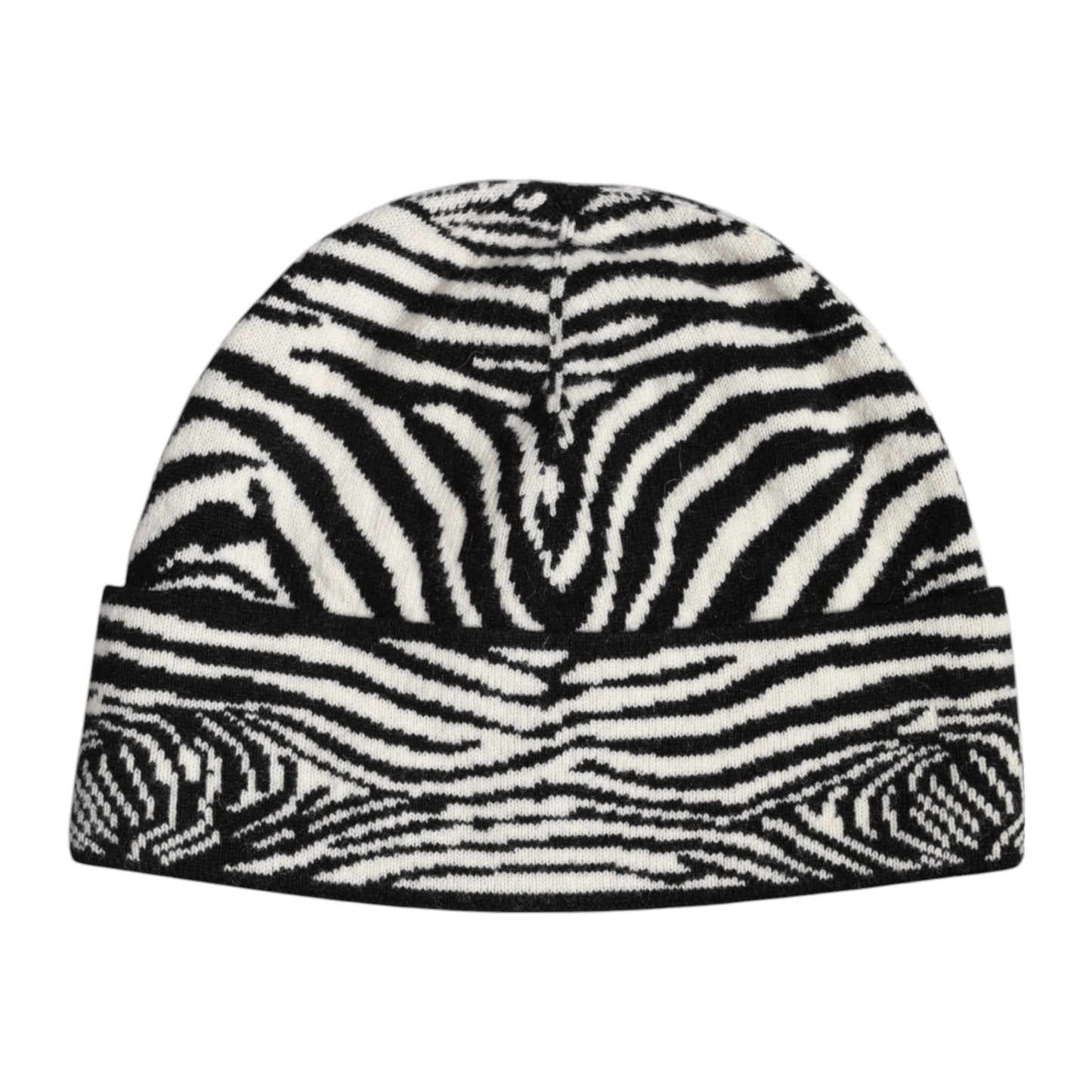 Dolce & Gabbana Schwarz Weiß Zebra gestrickt Winter Beanie Hut