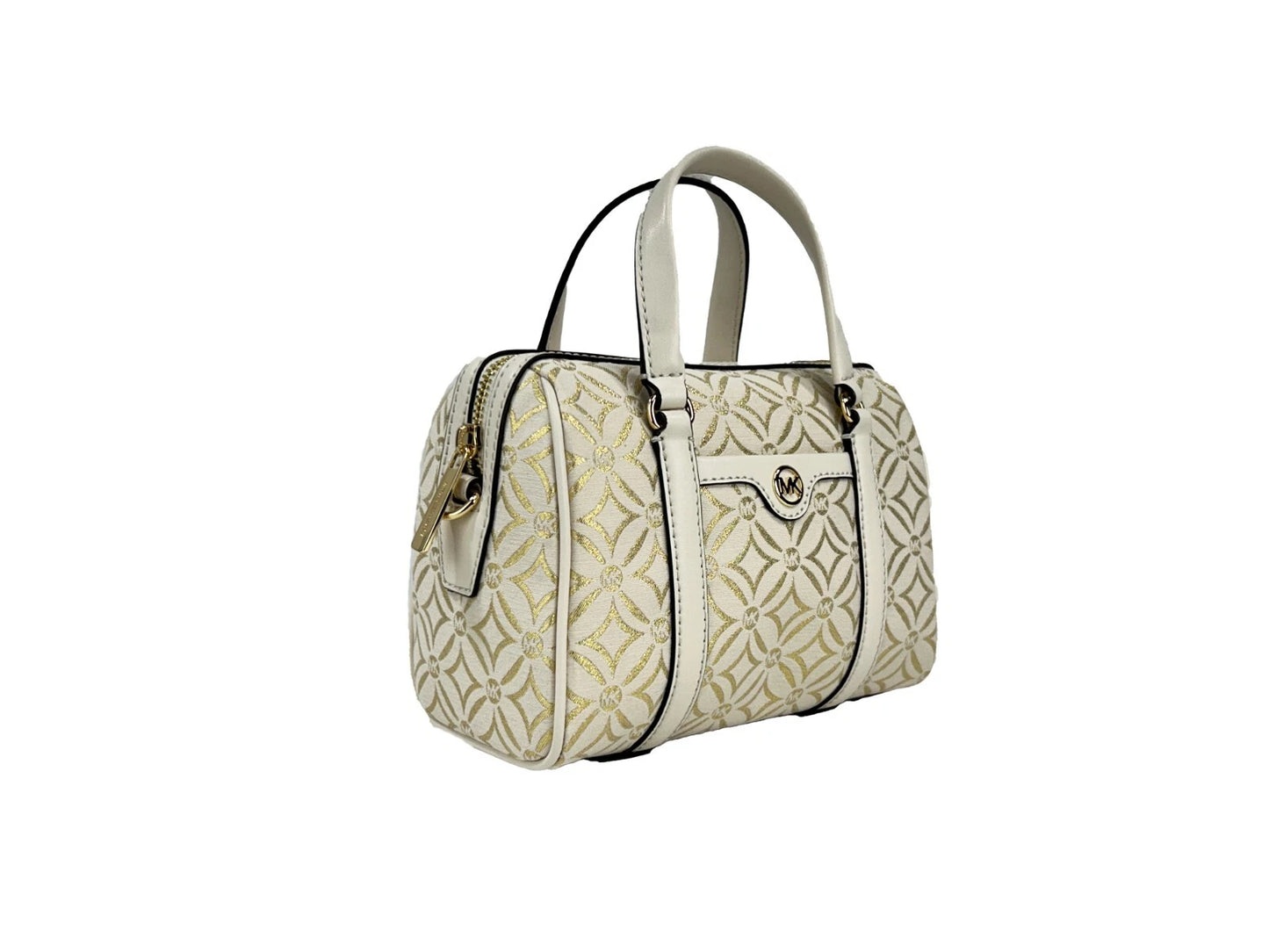 Michael Kors Travel Small Pebbled Leather Duffle Crossbody Handtasche Pale Gold Multi