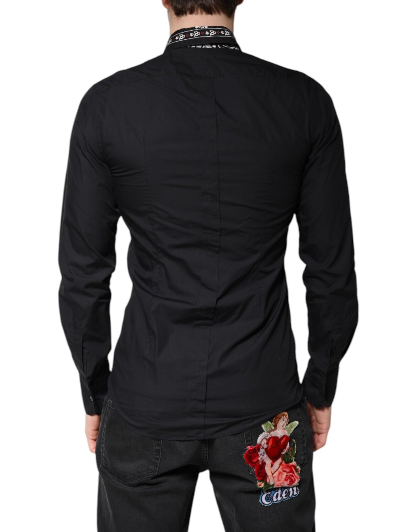 Dolce & Gabbana Schwarz Weißes Bandana GOLD Formelles Hemd