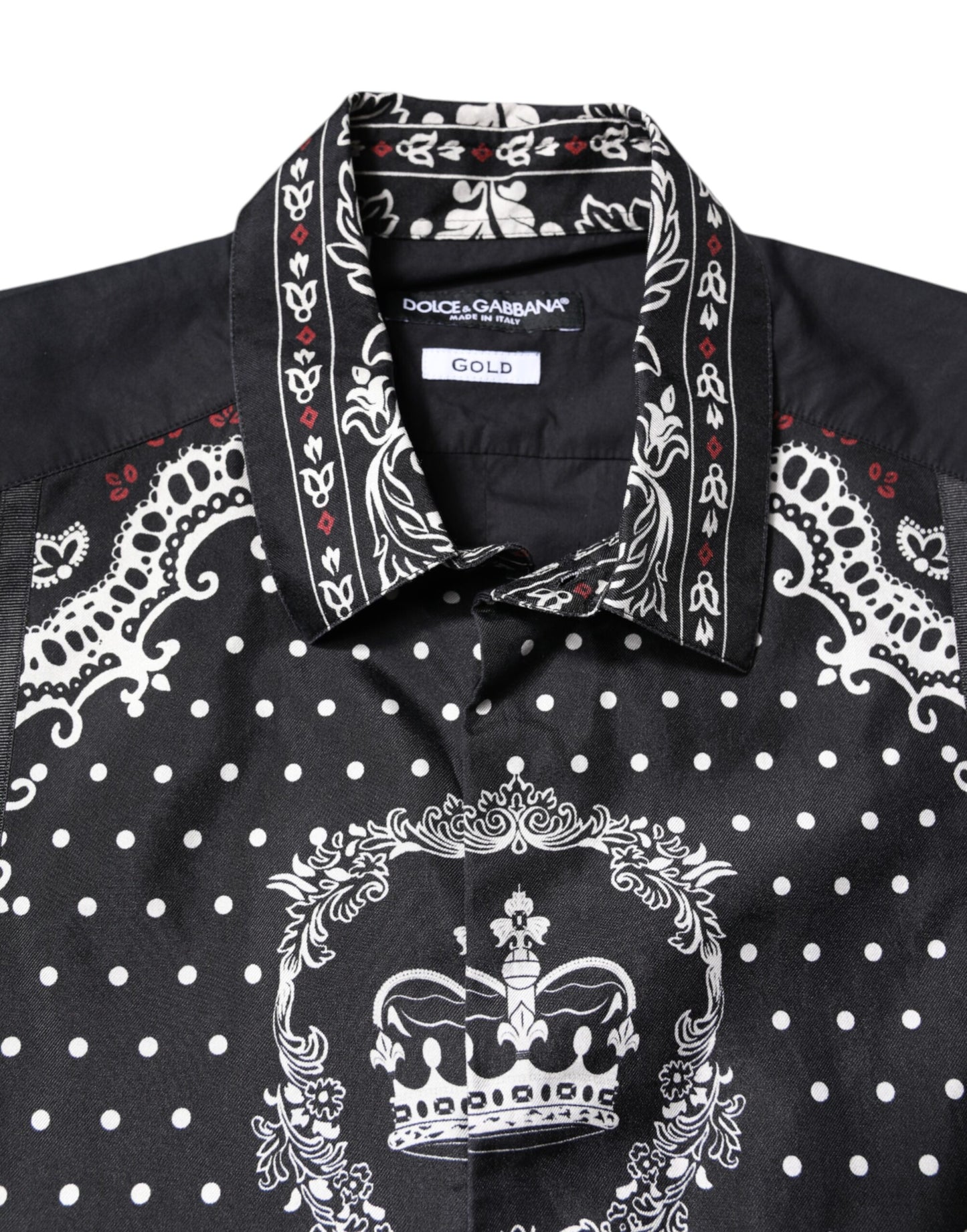 Dolce & Gabbana Schwarz Weißes Bandana GOLD Formelles Hemd