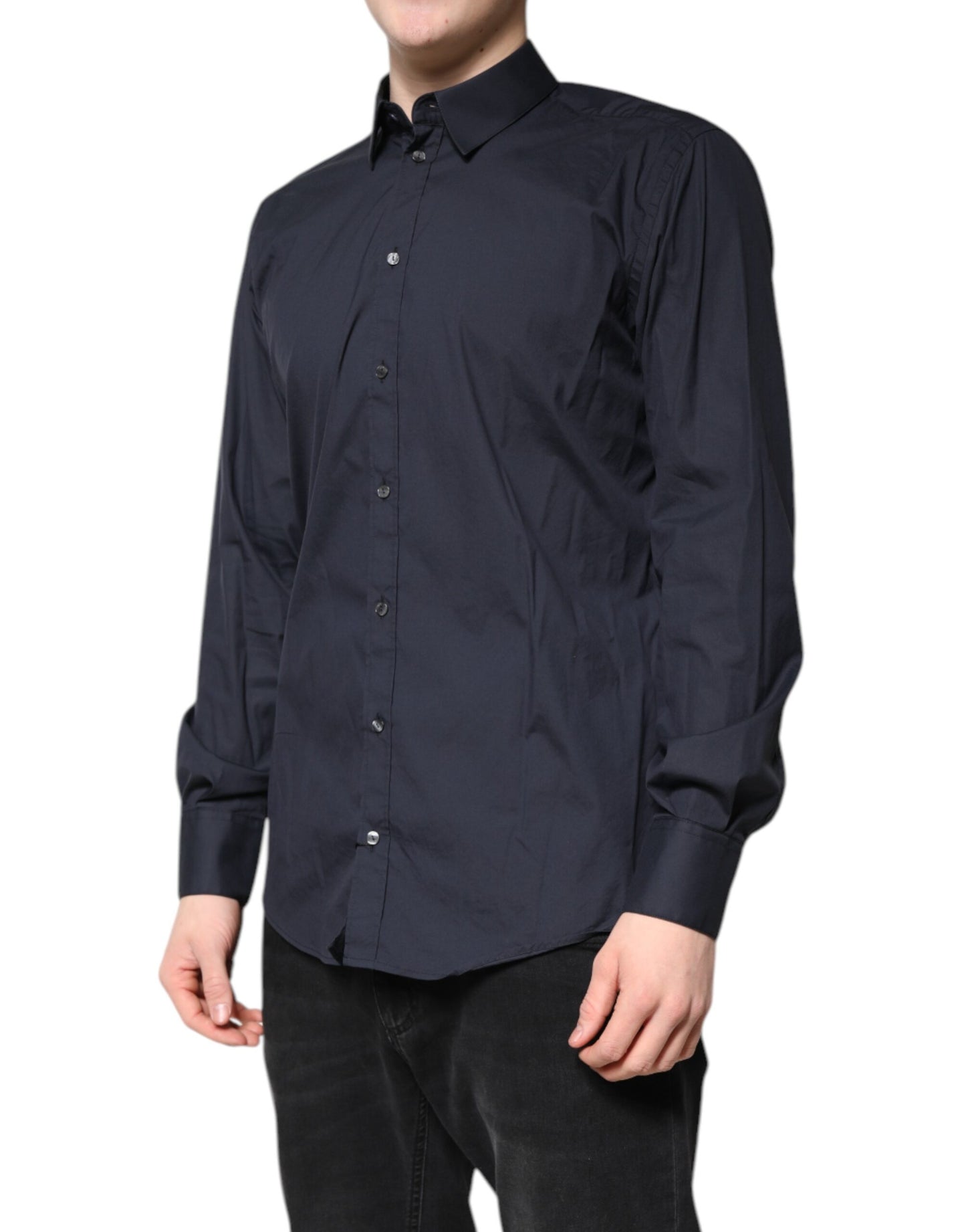 Dolce & Gabbana Dunkelblaues MARTINI Formales Hemd aus Baumwolle
