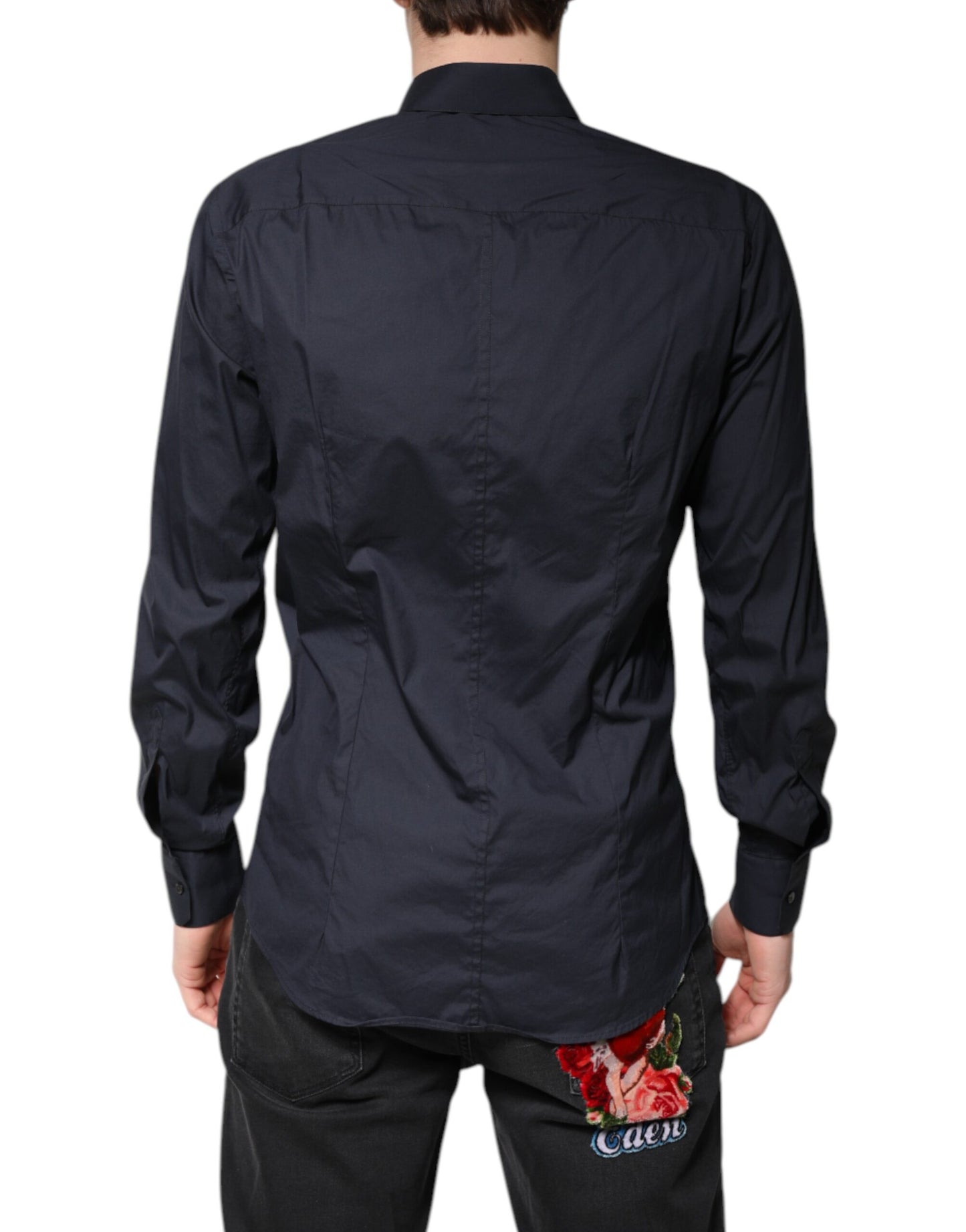 Dolce & Gabbana Dunkelblaues MARTINI Formales Hemd aus Baumwolle