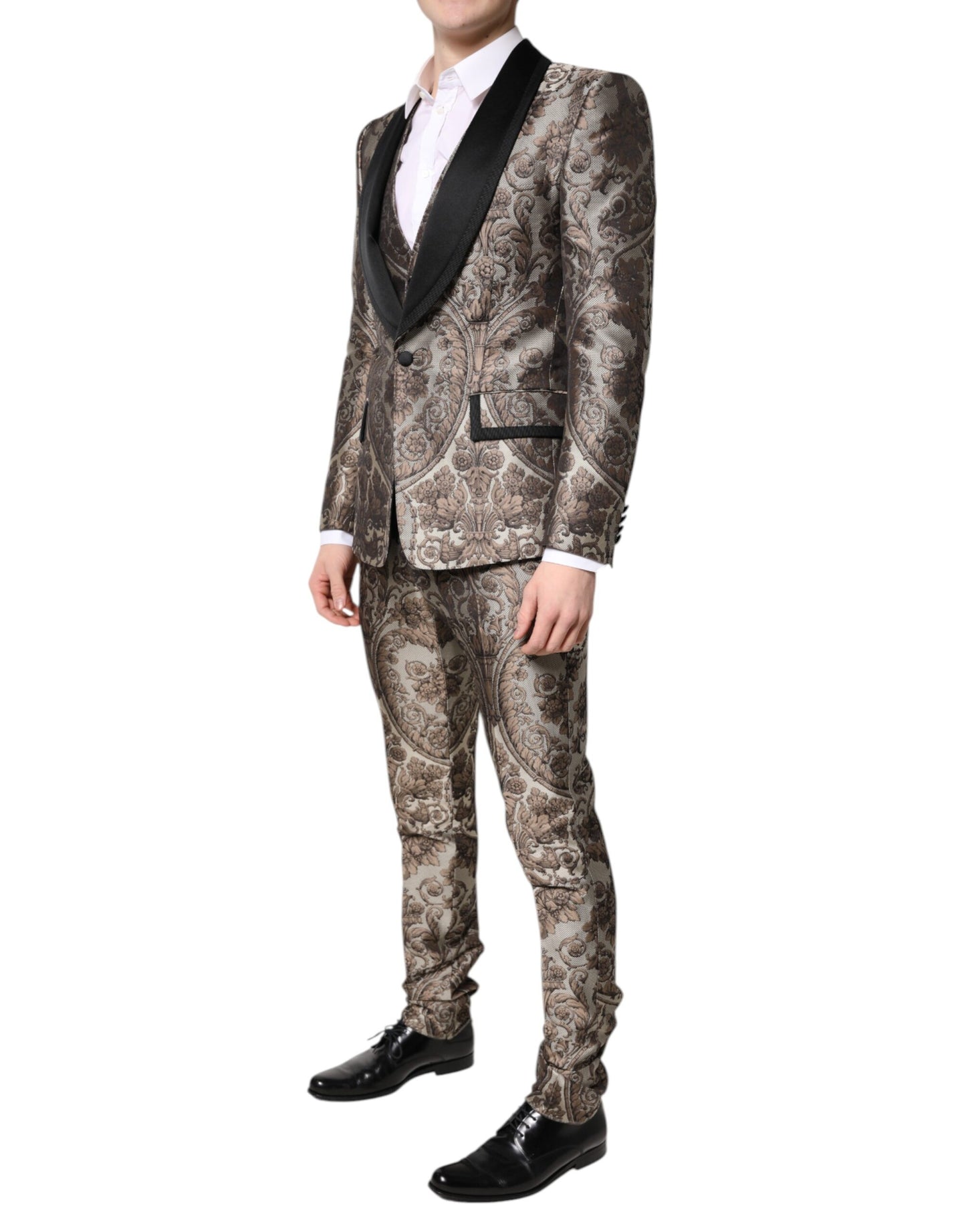 Dolce & Gabbana Multicolor Jacquard einreihiger 3 teiliger Anzug